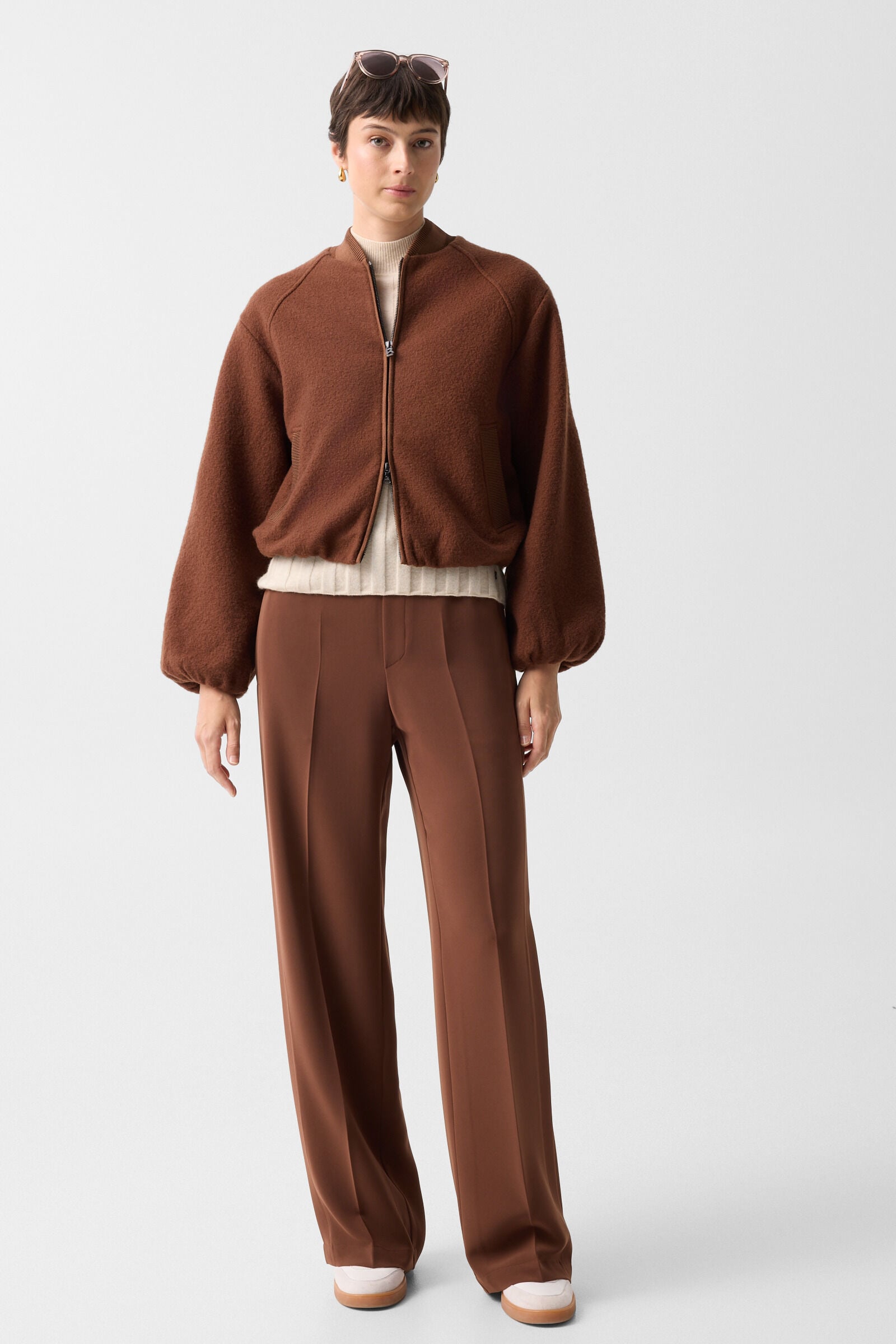 Editha woollen blouson Brown