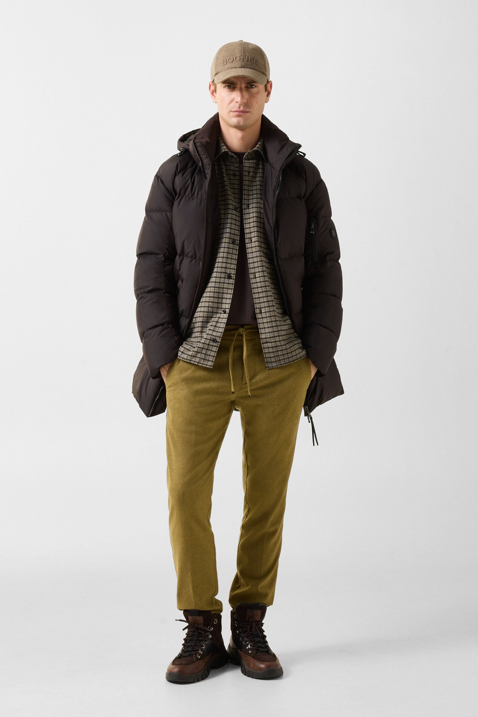 Hardy cotton flannel shirt Beige/Charcoal grey