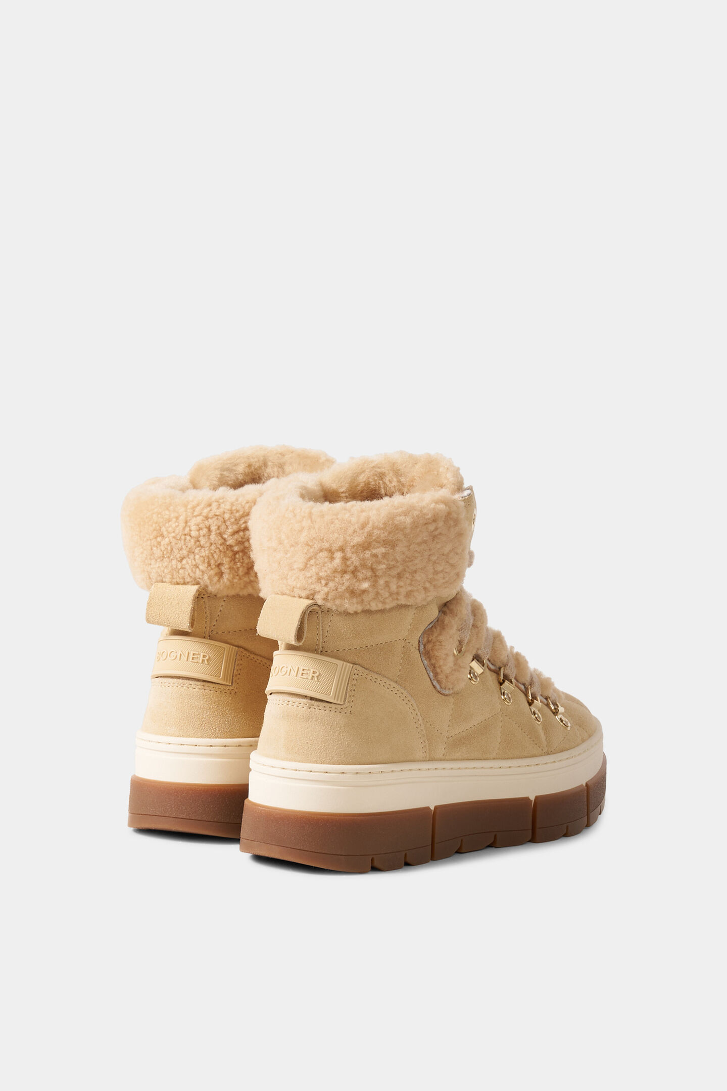 Lace-up boots from Vaduz with studs Camel