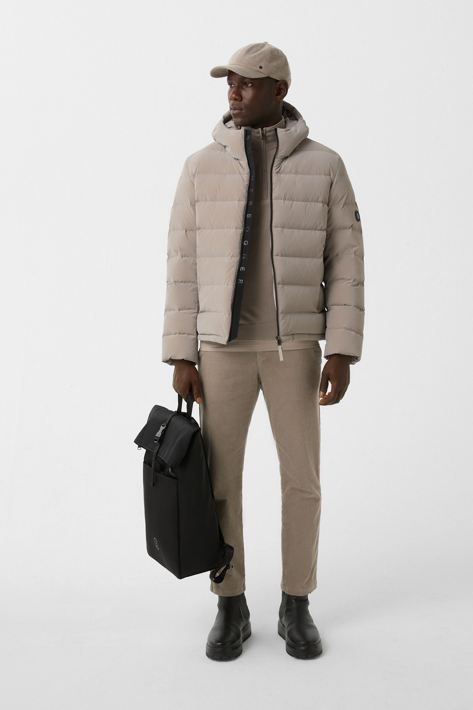 Ouri fine knit troyer Greige