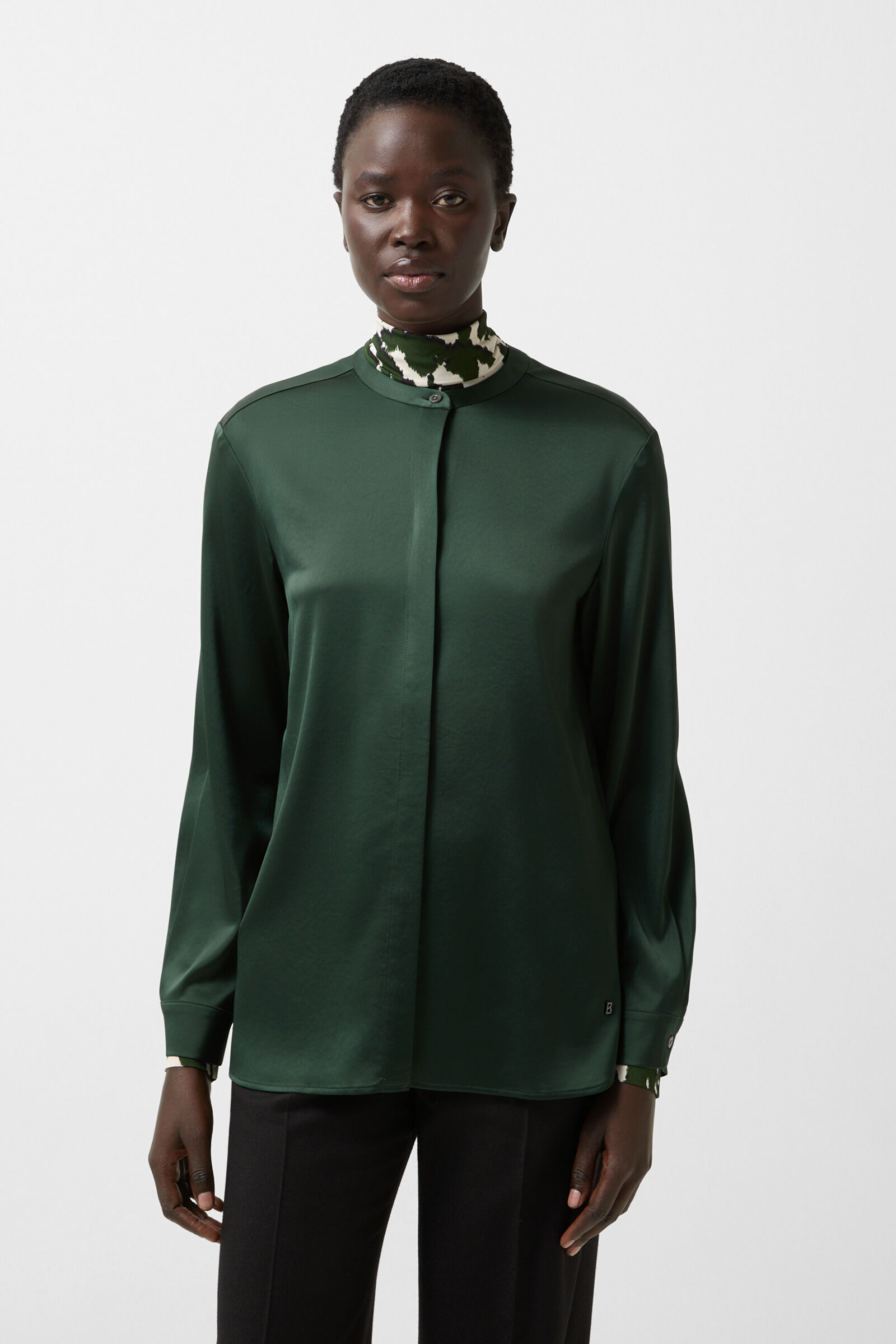 Gerrit satin blouse Dark green