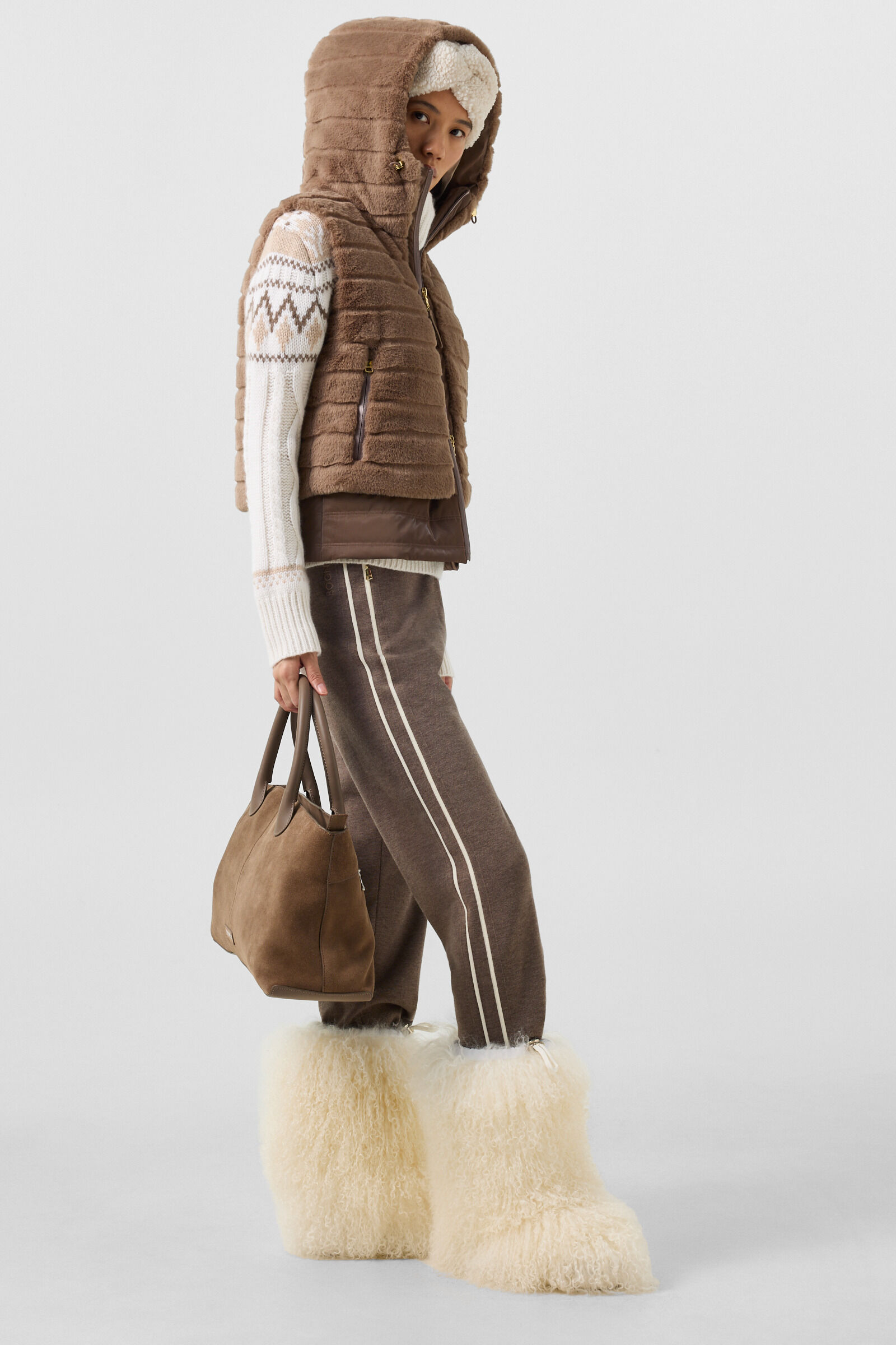 Manda Faux Fur Down Vest Hazel