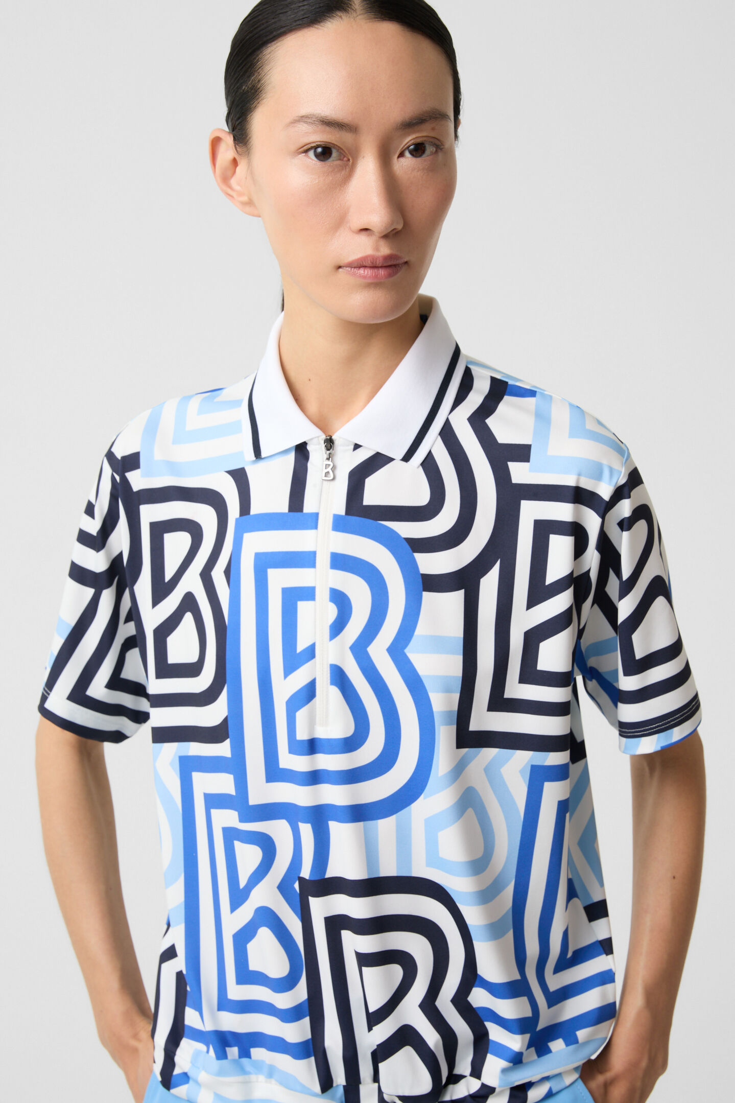 Funktions-Polo-Shirt Tarisa Blau/Off-White