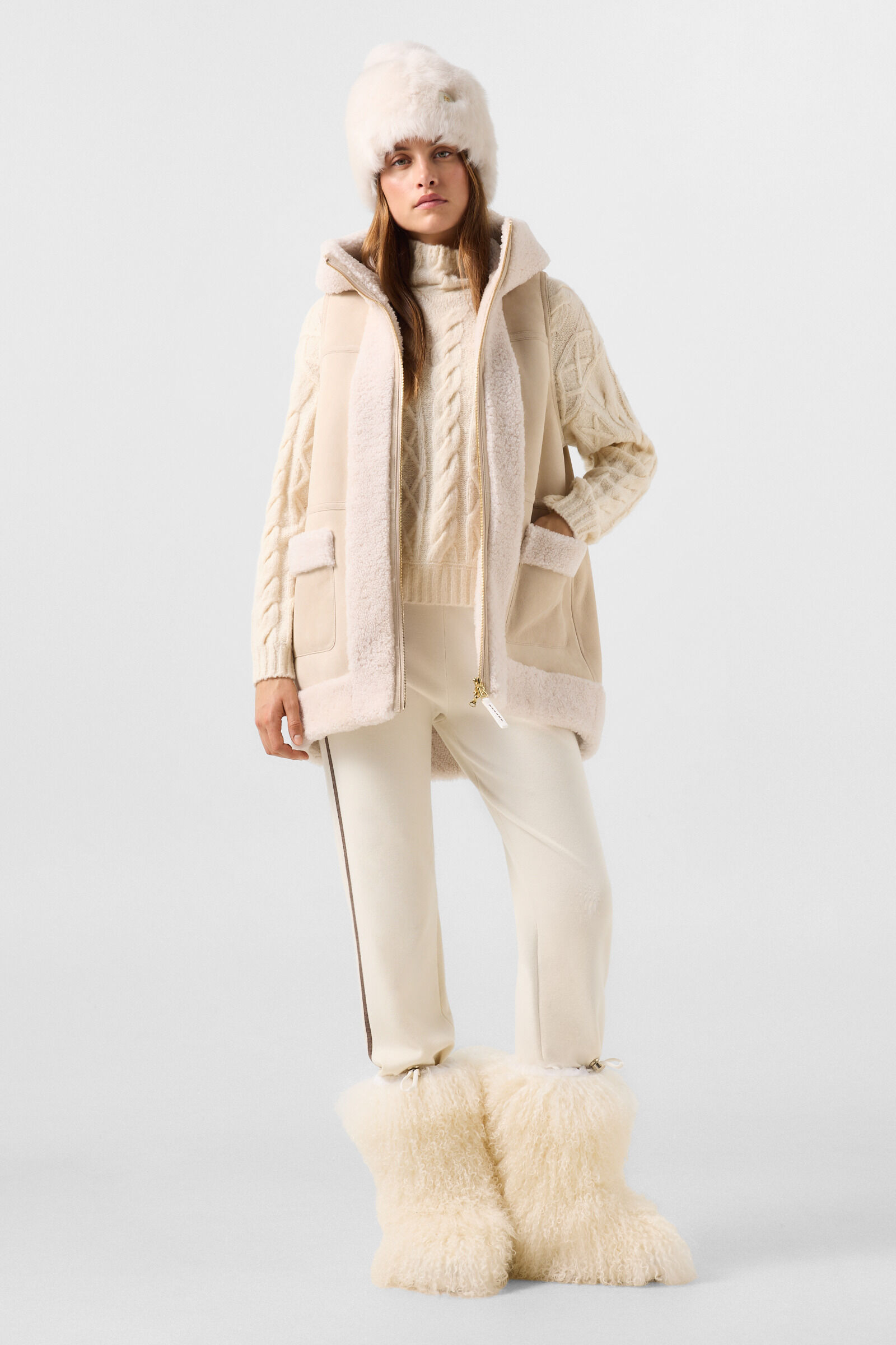 Lona lambskin waistcoat Camel/Cream