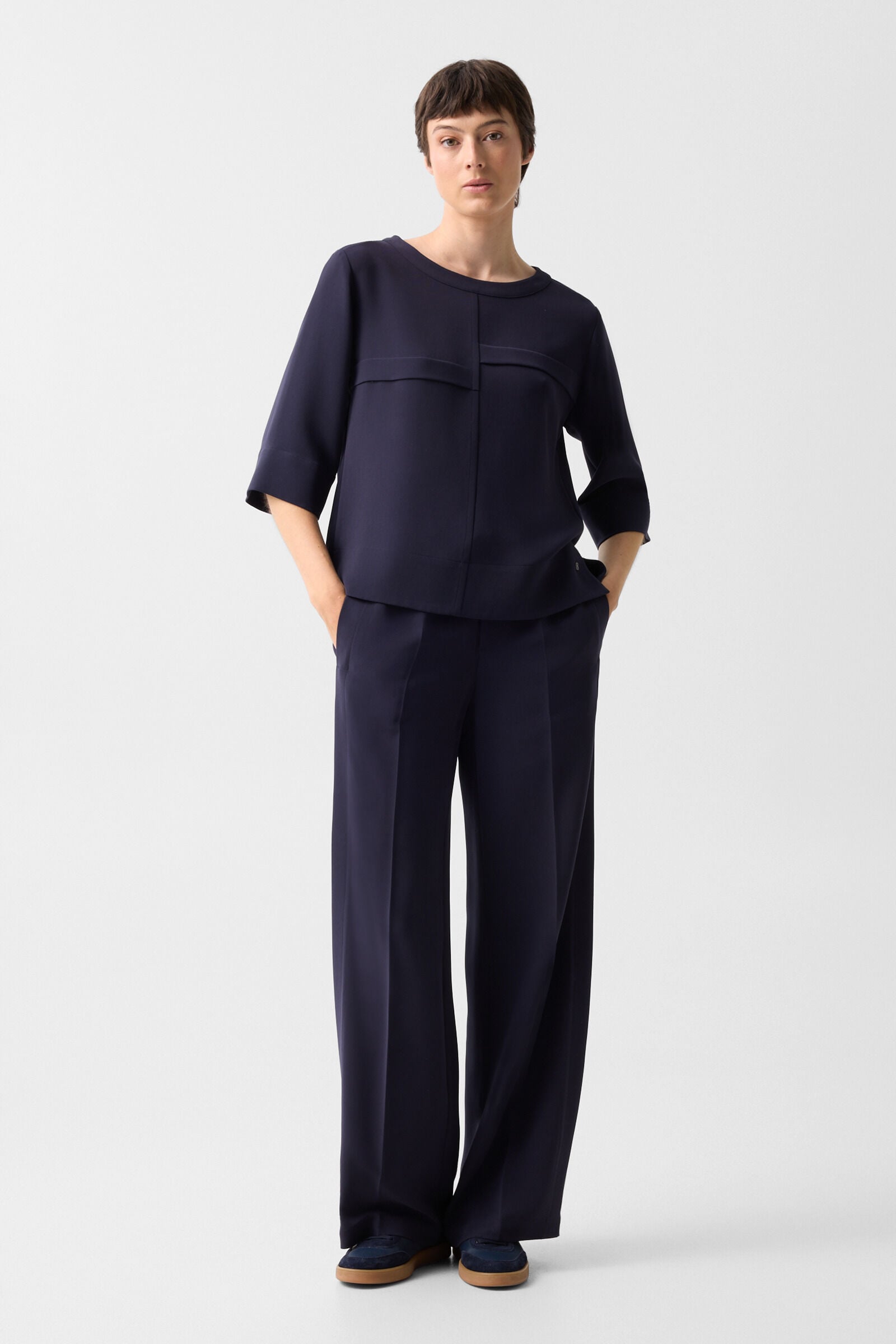 Enrica cr&ecirc;pe shirt Navy blue