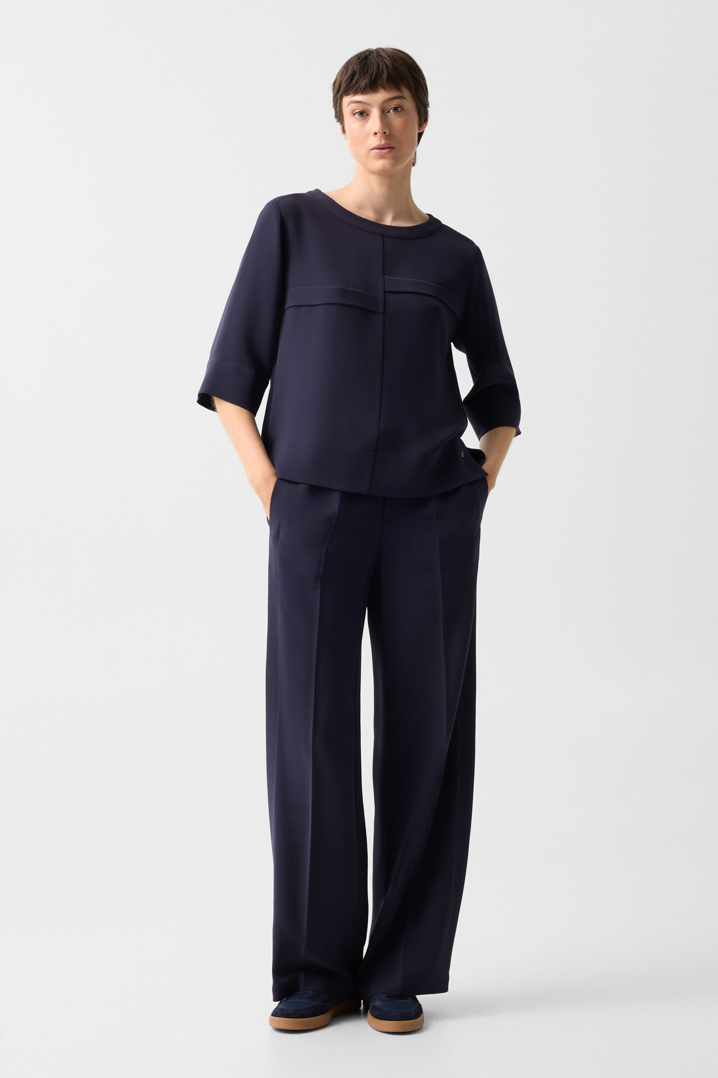 Enrica cr&ecirc;pe shirt Navy blue
