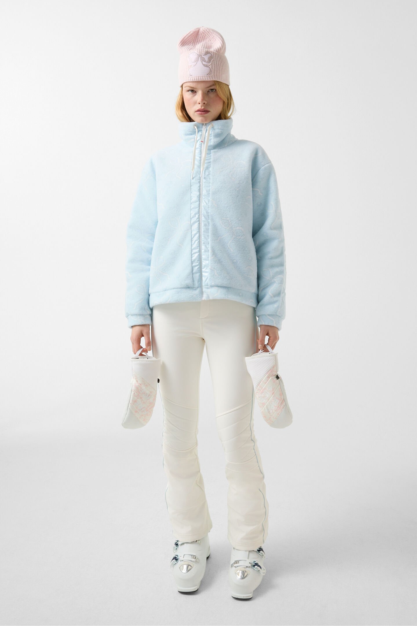 Ninetta mid-layer fleece jacket Light blue/white