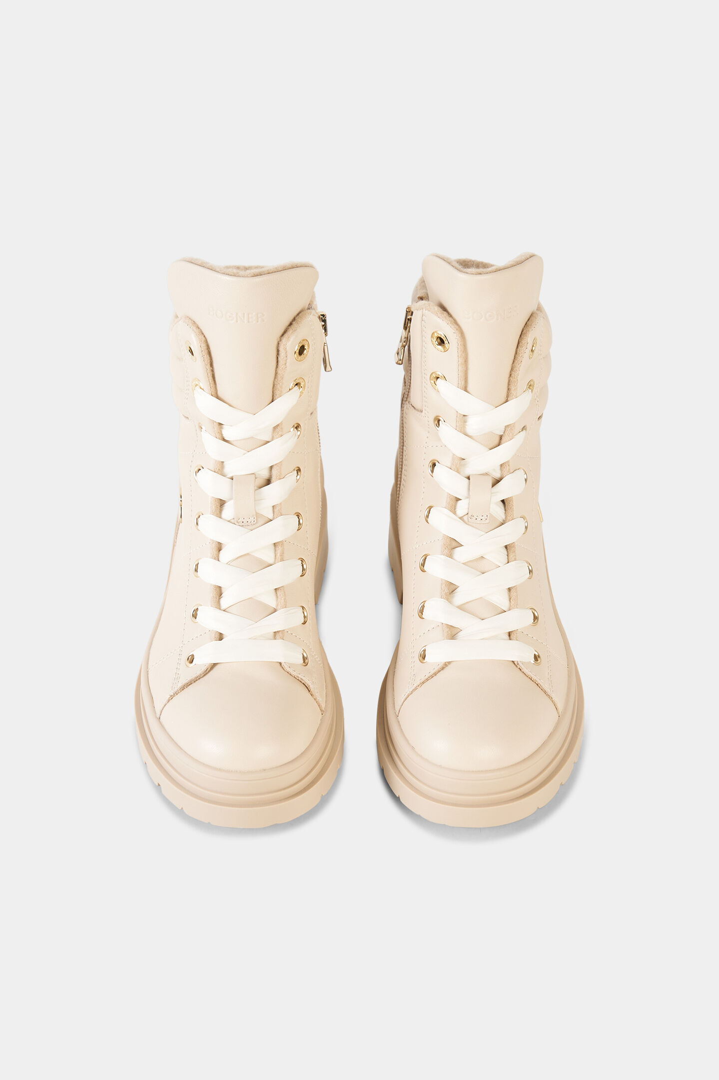 St. Moritz lace-up boots with spikes Beige