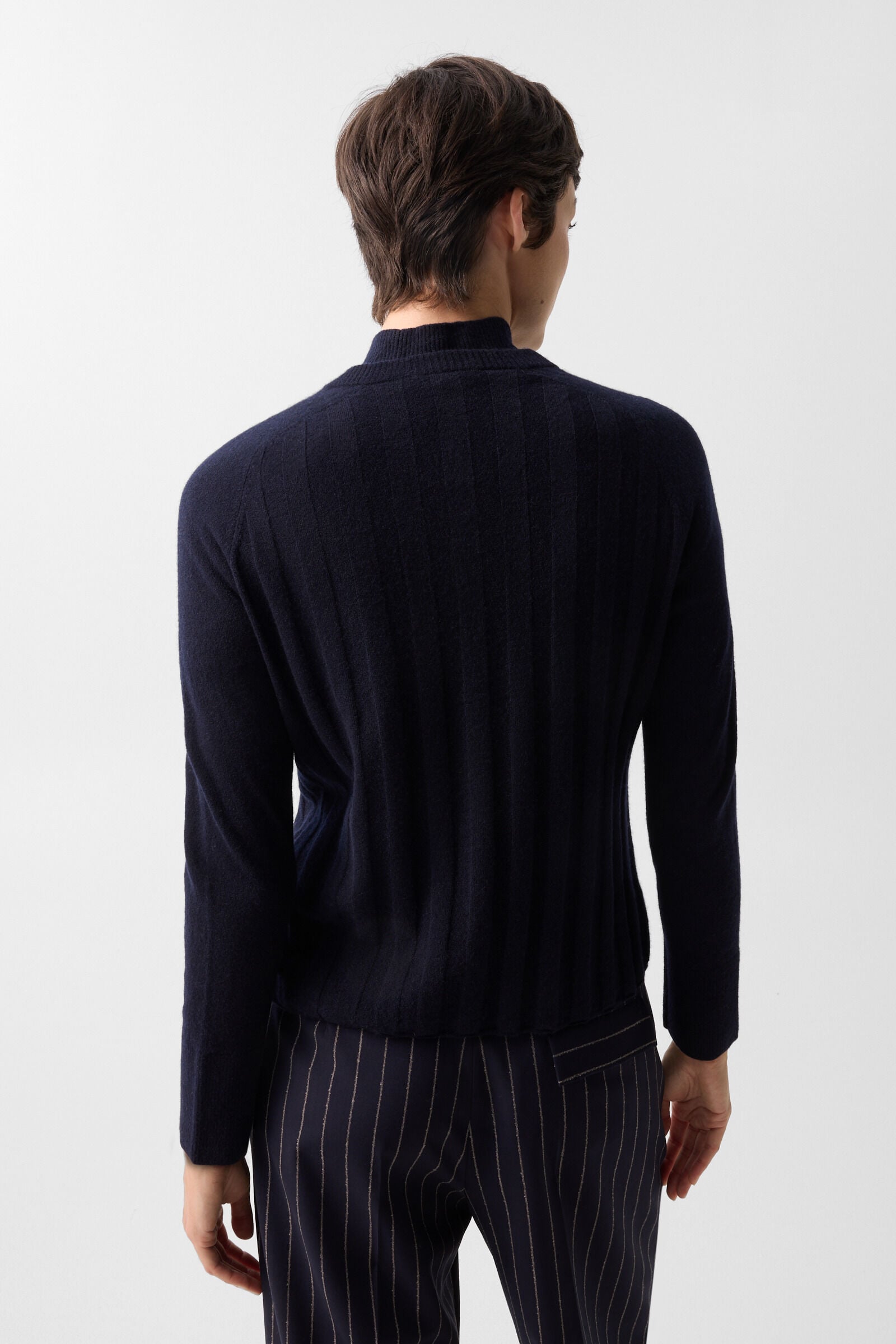 Schurwoll-Kaschmir-Cardigan Tanja Navy-Blau
