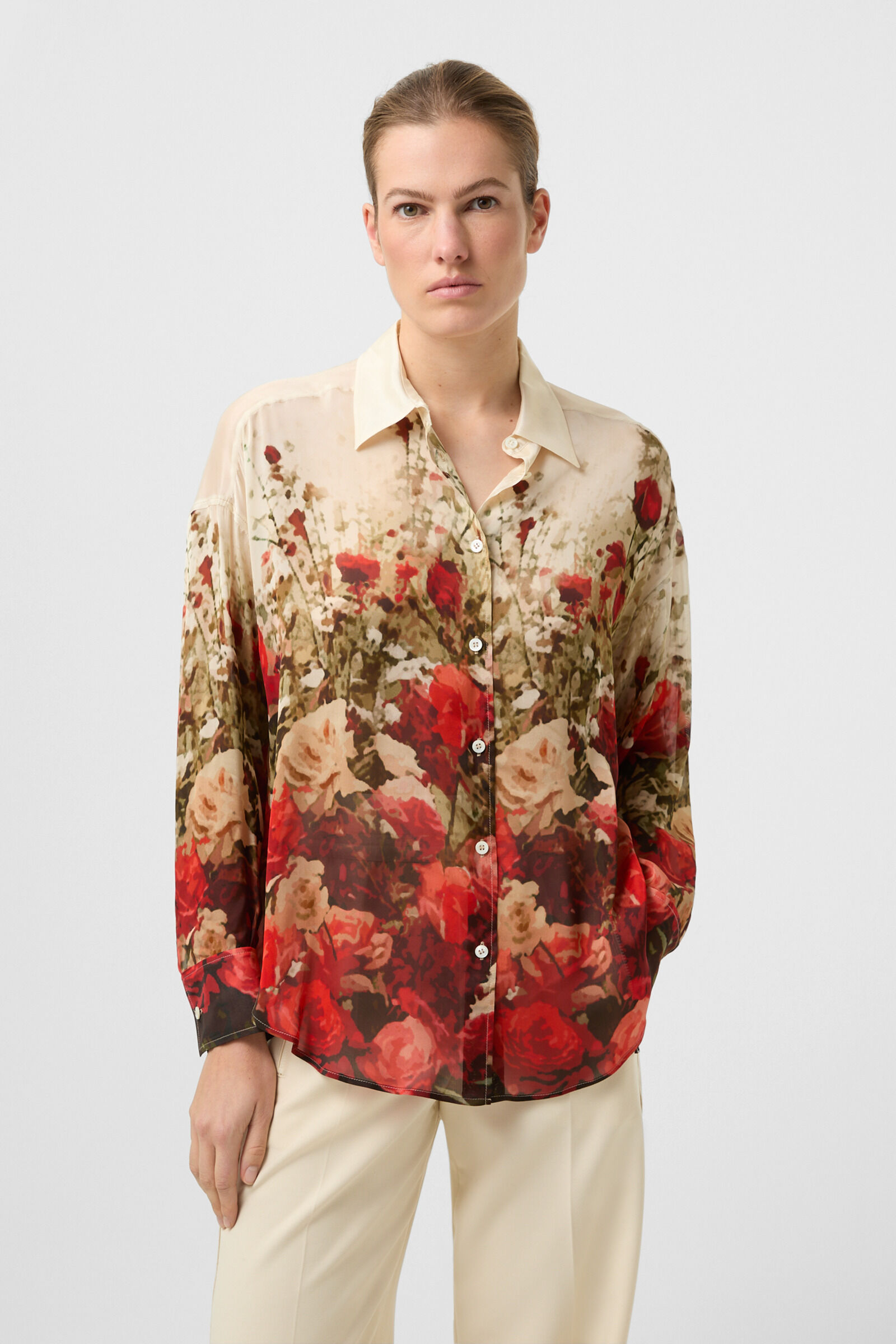Nadine chiffon shirt blouse Red/Sand