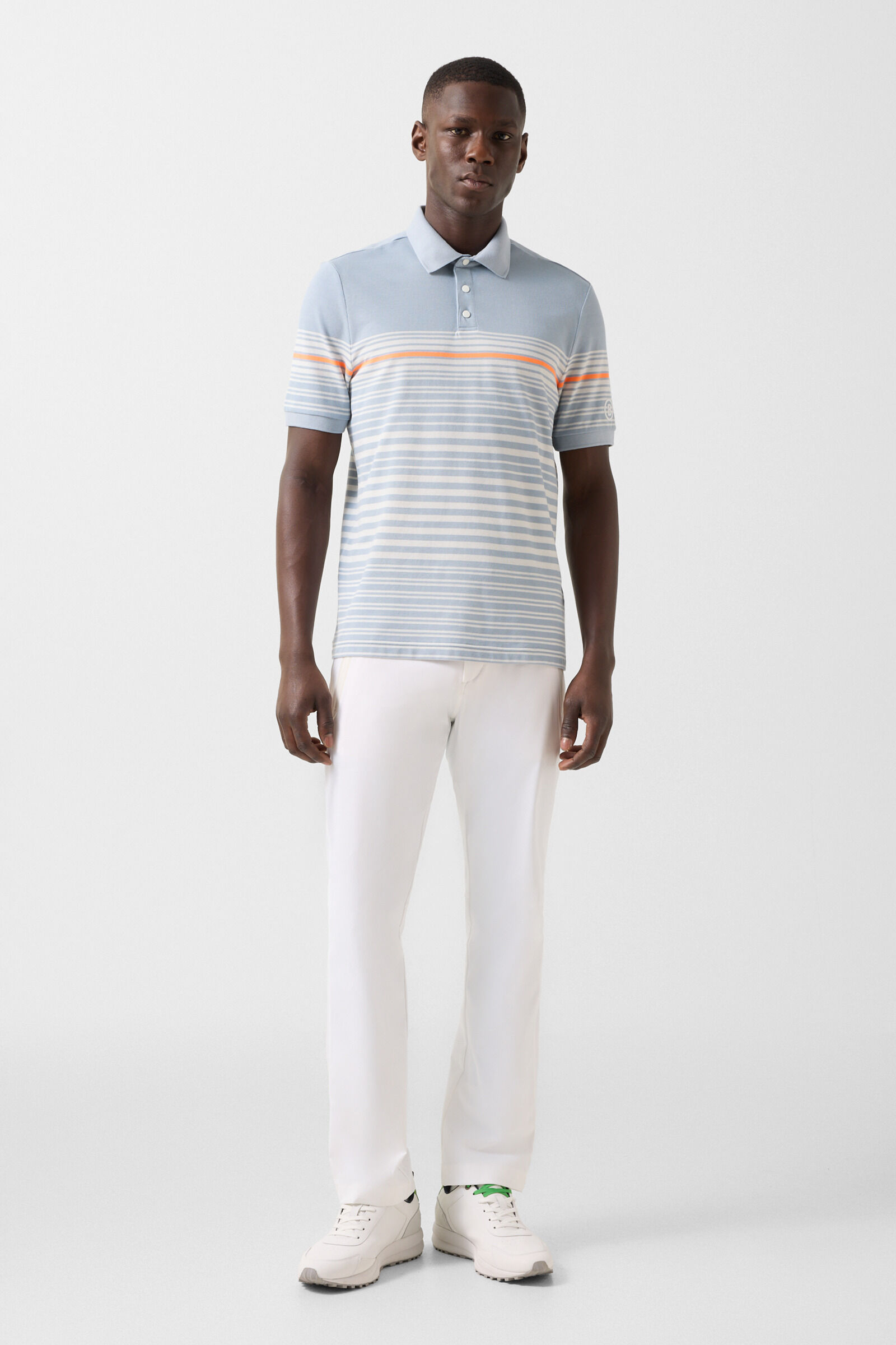 Jannes polo shirt Misty blue/white/orange