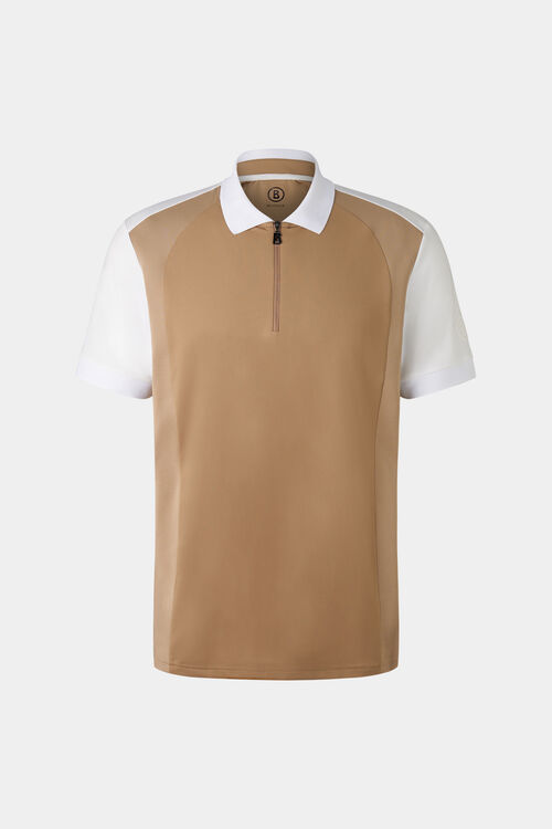 Funktions-Polo-Shirt Kjell Karamell/Weiß