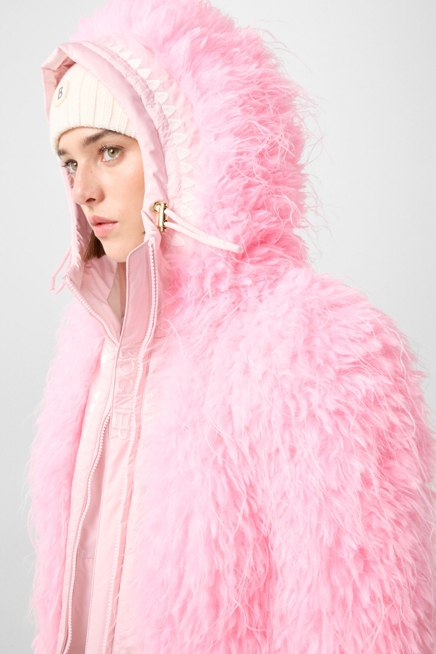 Kela faux fur ski jacket Neon pink