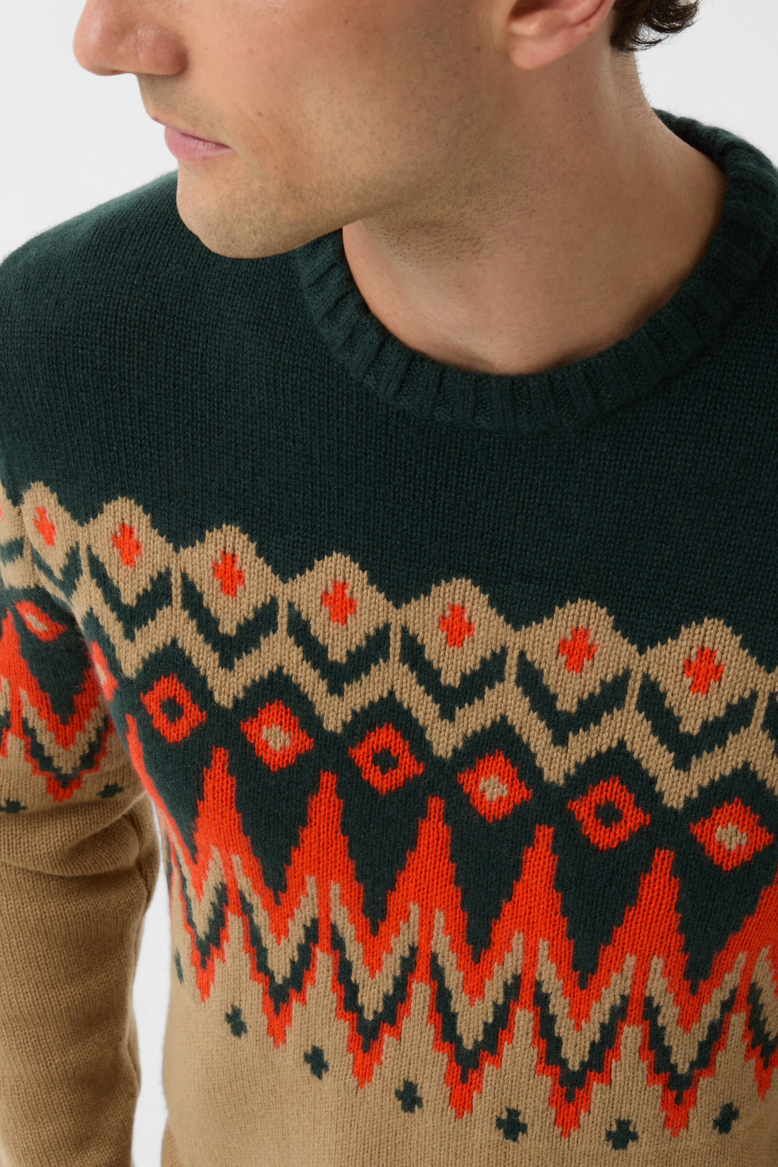 Norwegian jumper Ron Beige/green/orange