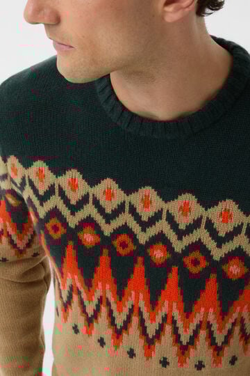 Norweger-Pullover Ron Beige/Grün/Orange Norweger-Pullover Ron Beige/Grün/Orange