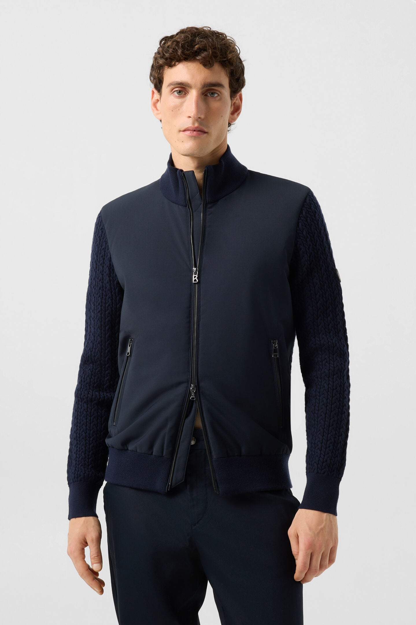 Zisco hybrid wool knit jacket Navy blue