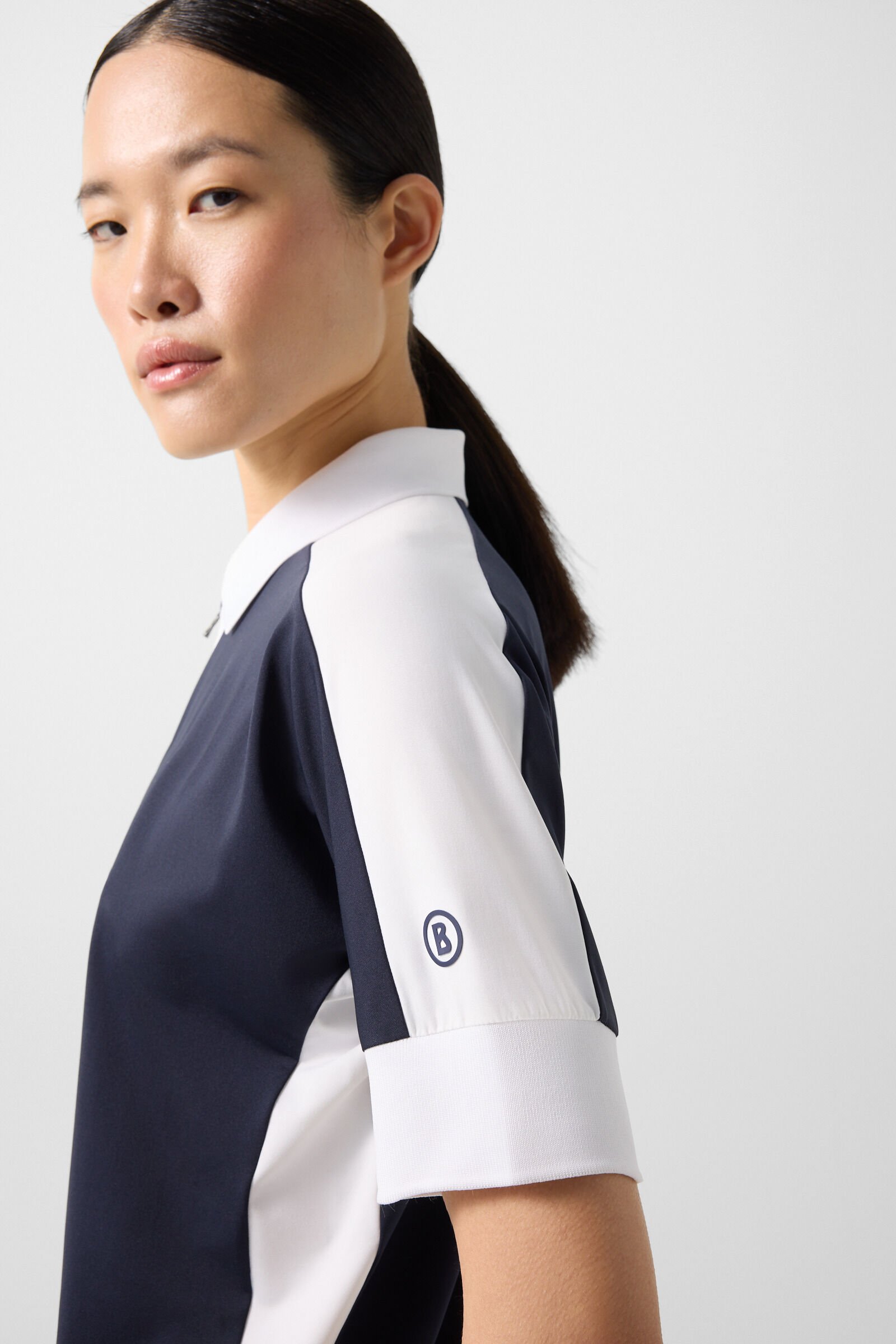 Arabell functional short-sleeved top Navy blue/white