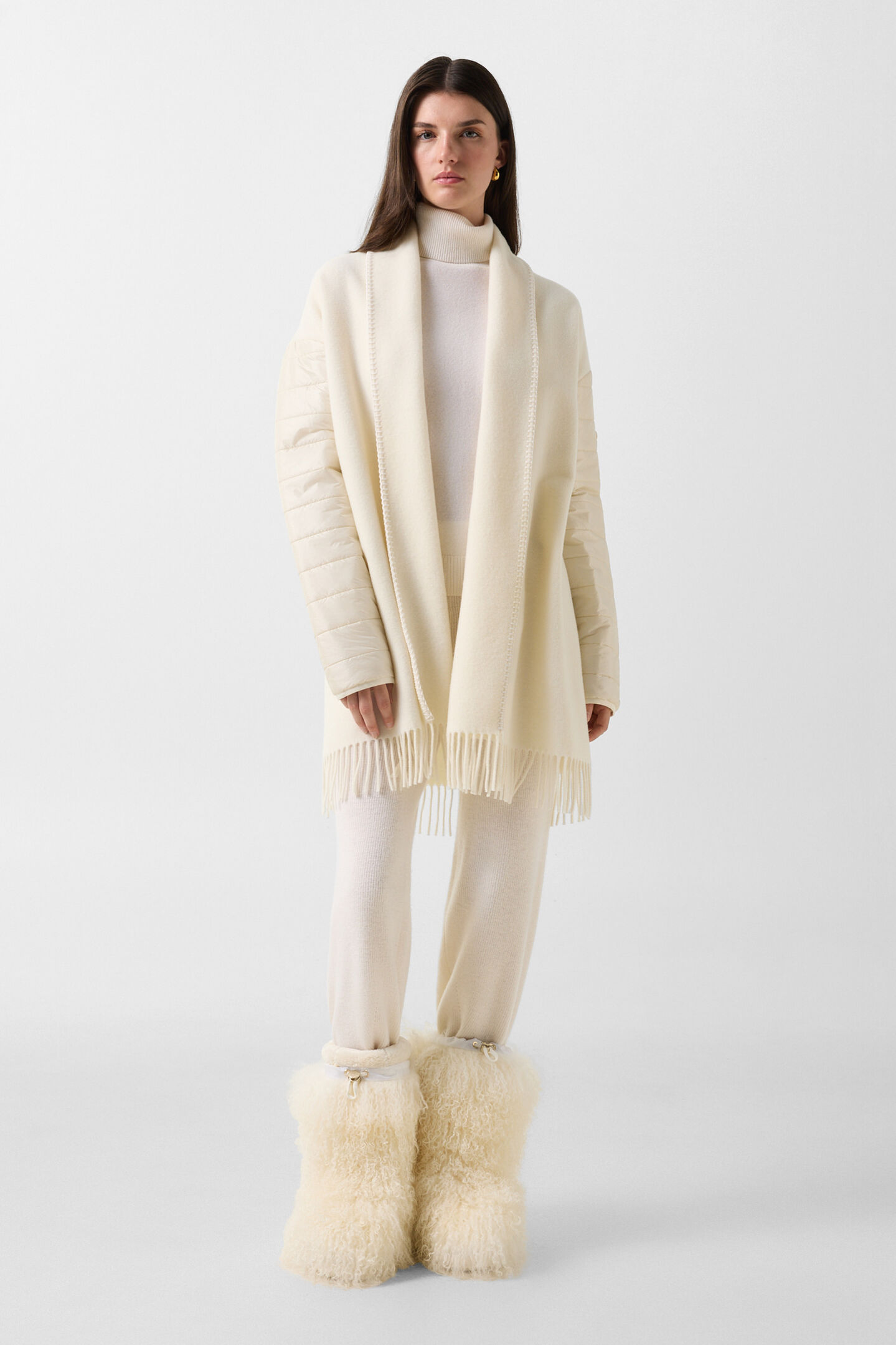 Wool Mix Poncho Off-White