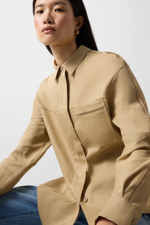 Catrina linen blend blouse Camel