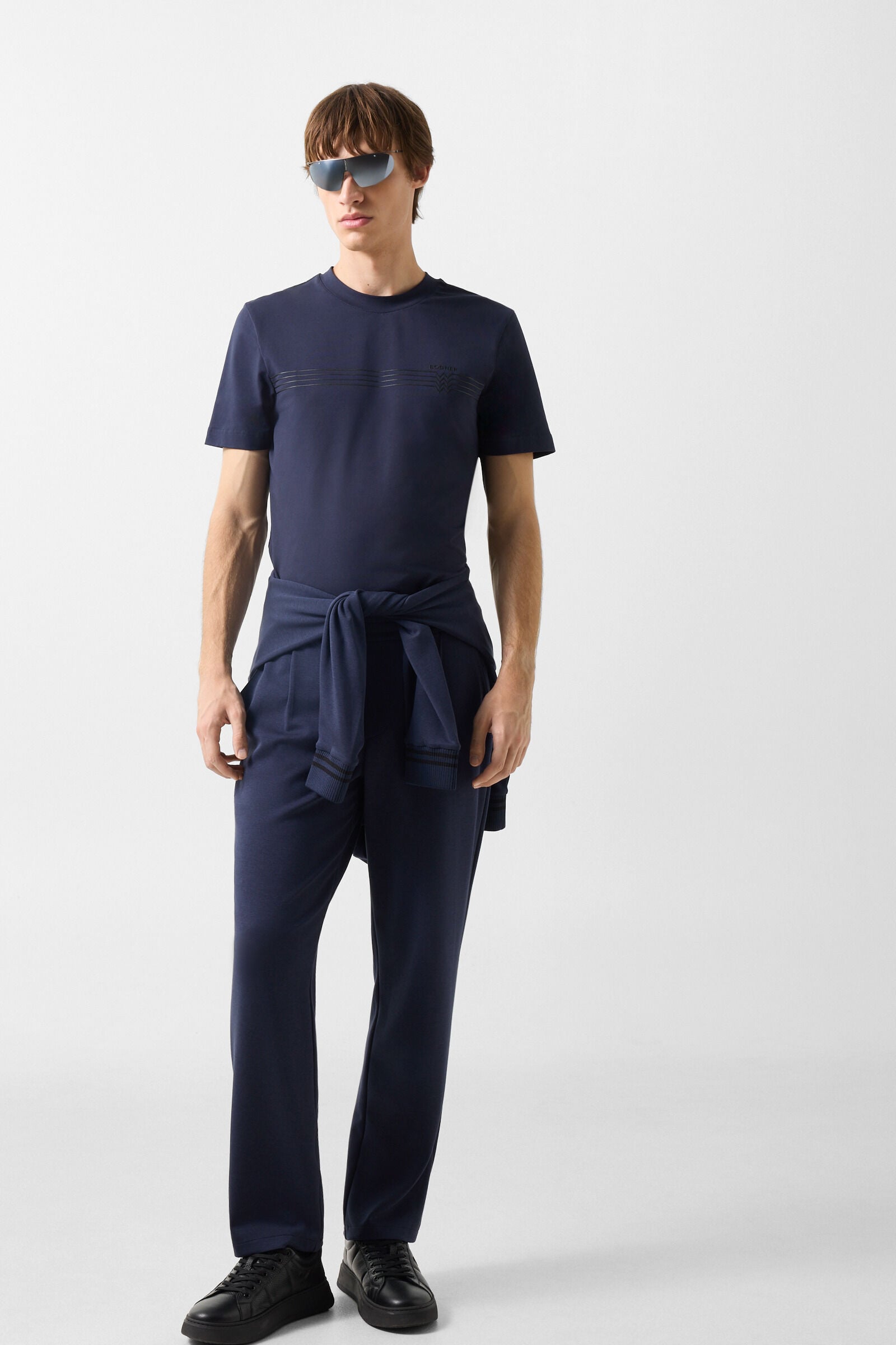 Ryan cotton-blend T-shirt Navy