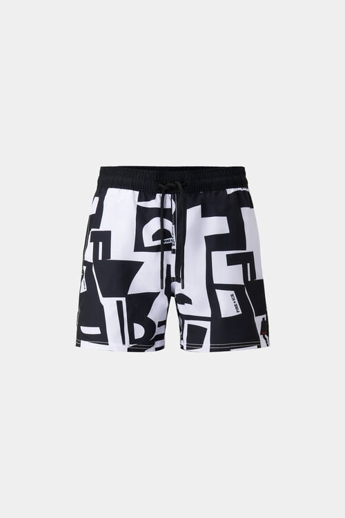 Badeshorts Nelson Schwarz/Weiß