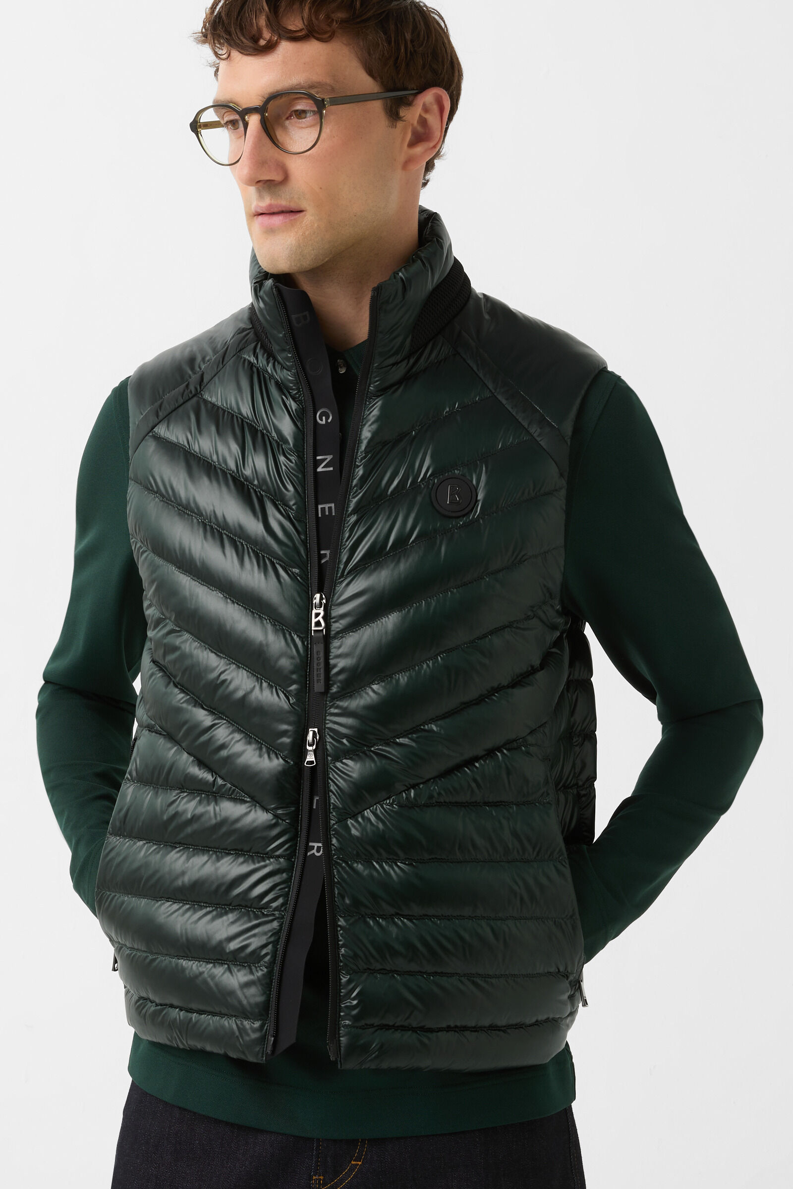 Lasse quilted waistcoat Dark green