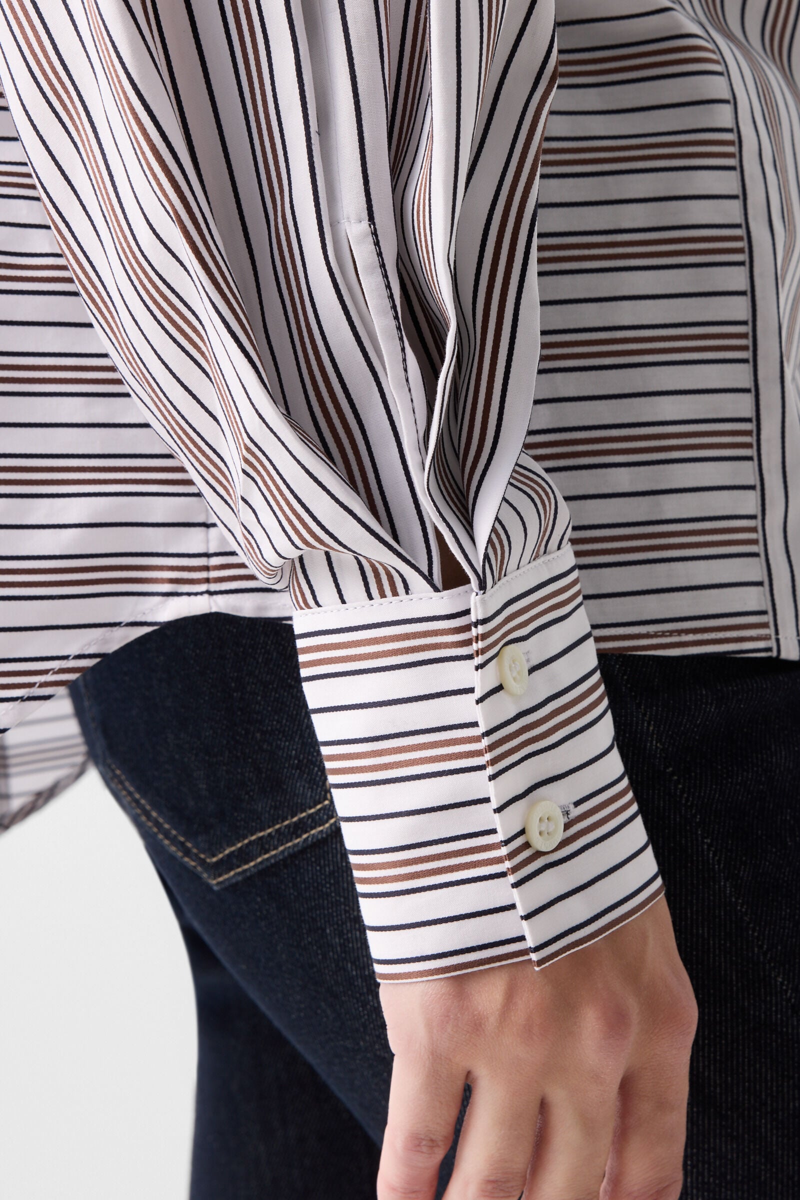Cotton shirt blouse Gigi White/brown