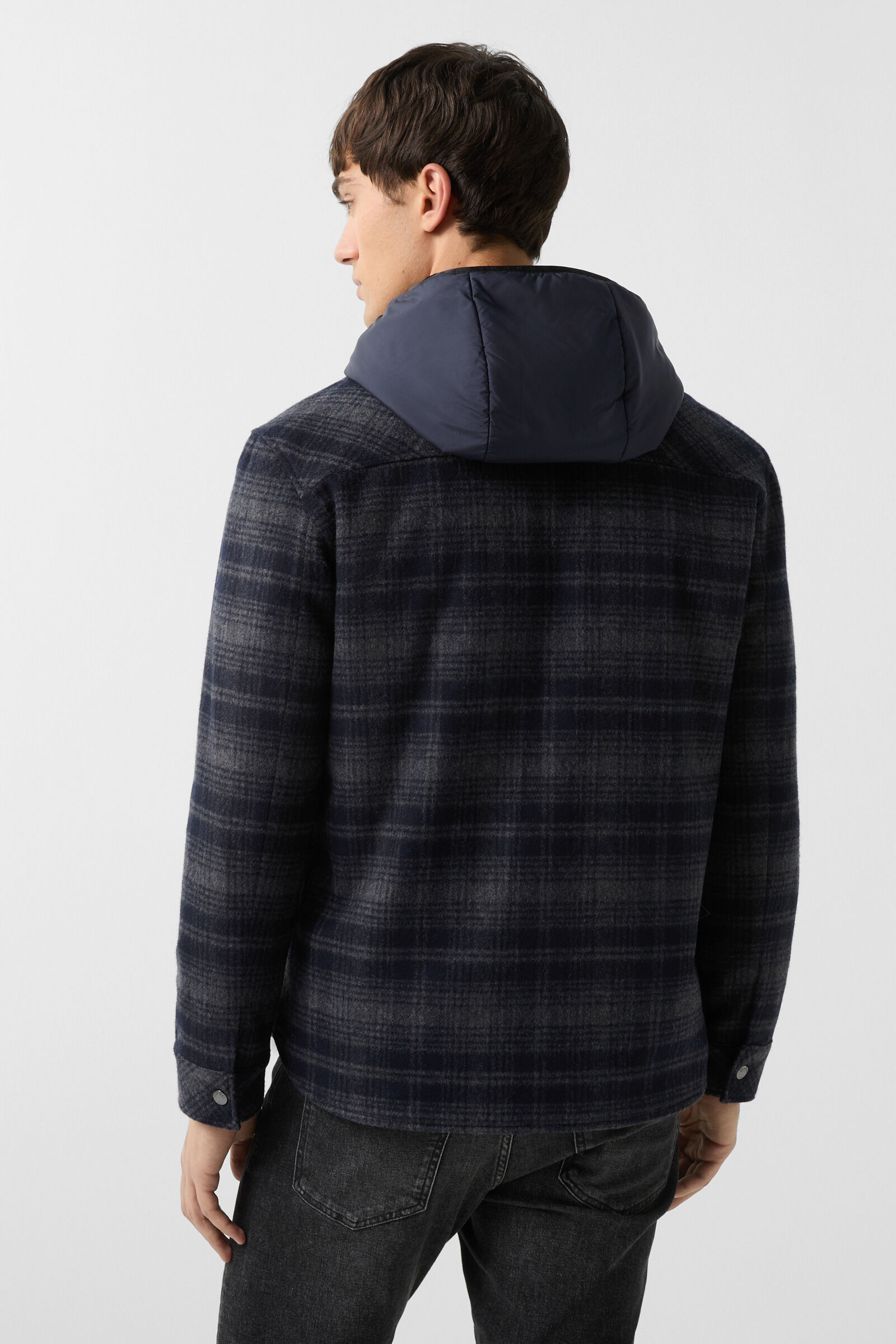 Flannel overshirt Larry Navy blue/grey