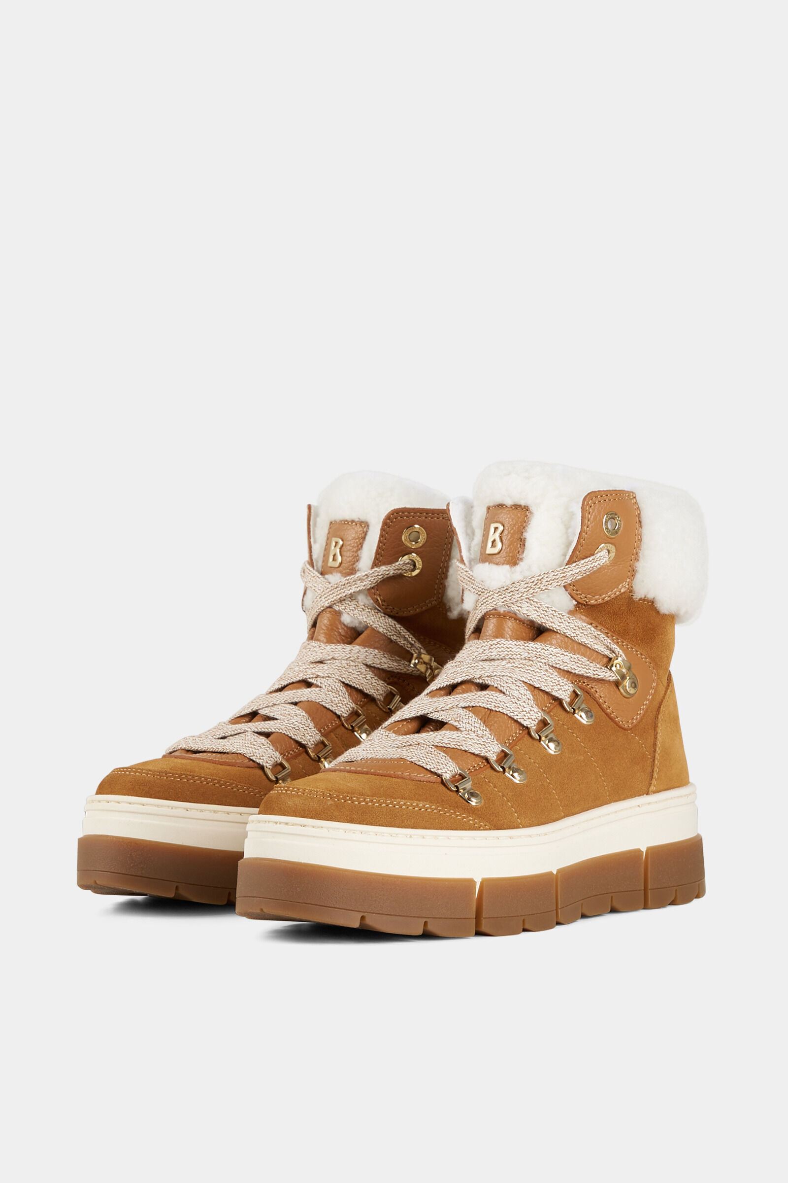 Bogner Vaduz Lace Up Boots with Spikes Cognac