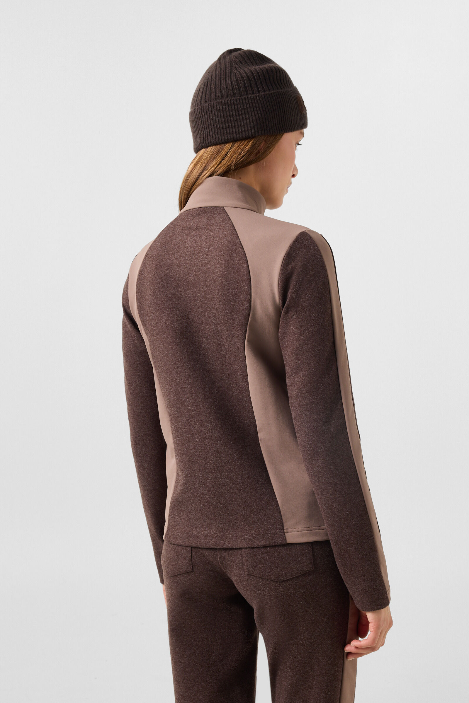 Midlayer-Hybridjacke Dorinja Dunkelbraun/Beige