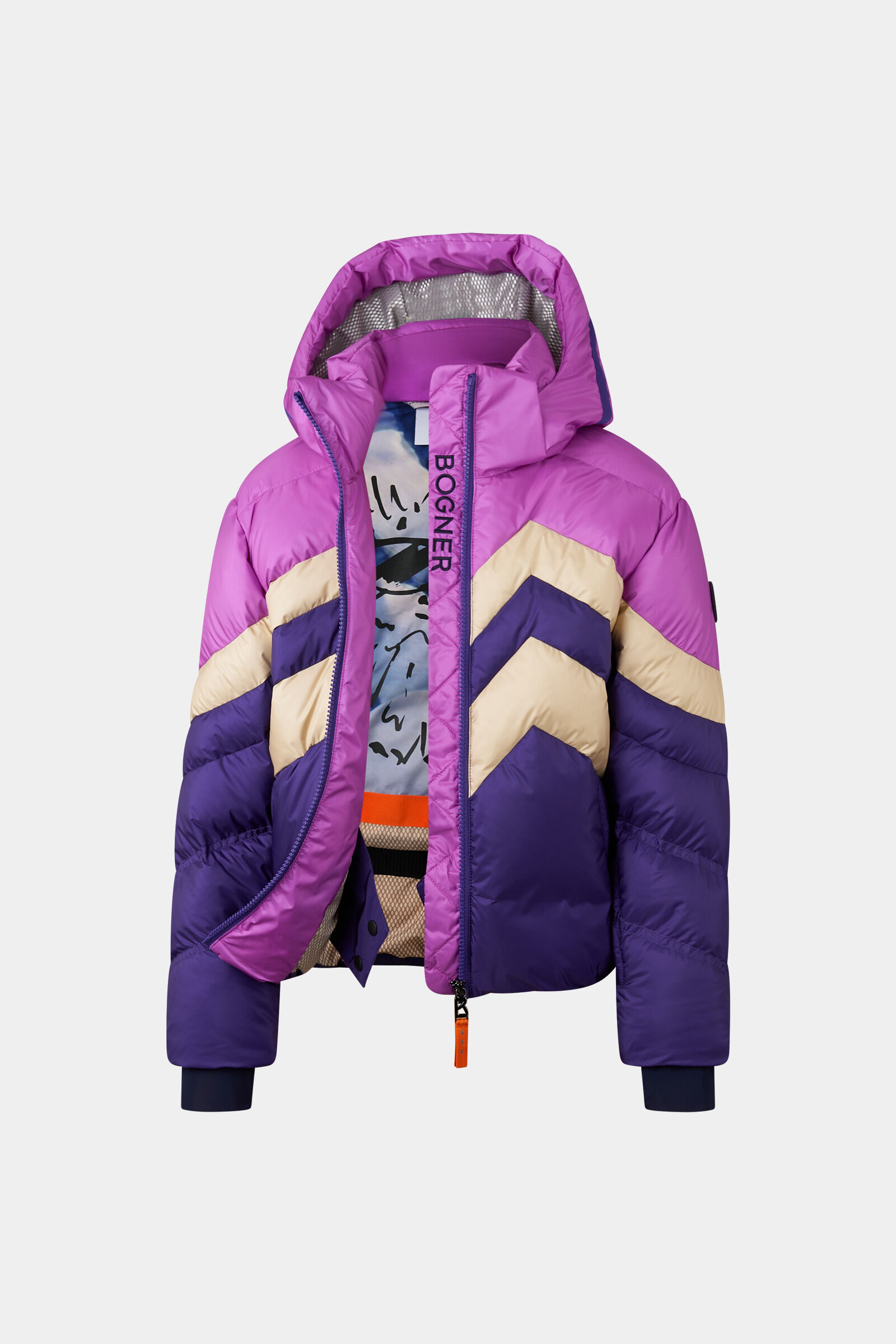 Kids down ski jacket Maddy Purple/beige