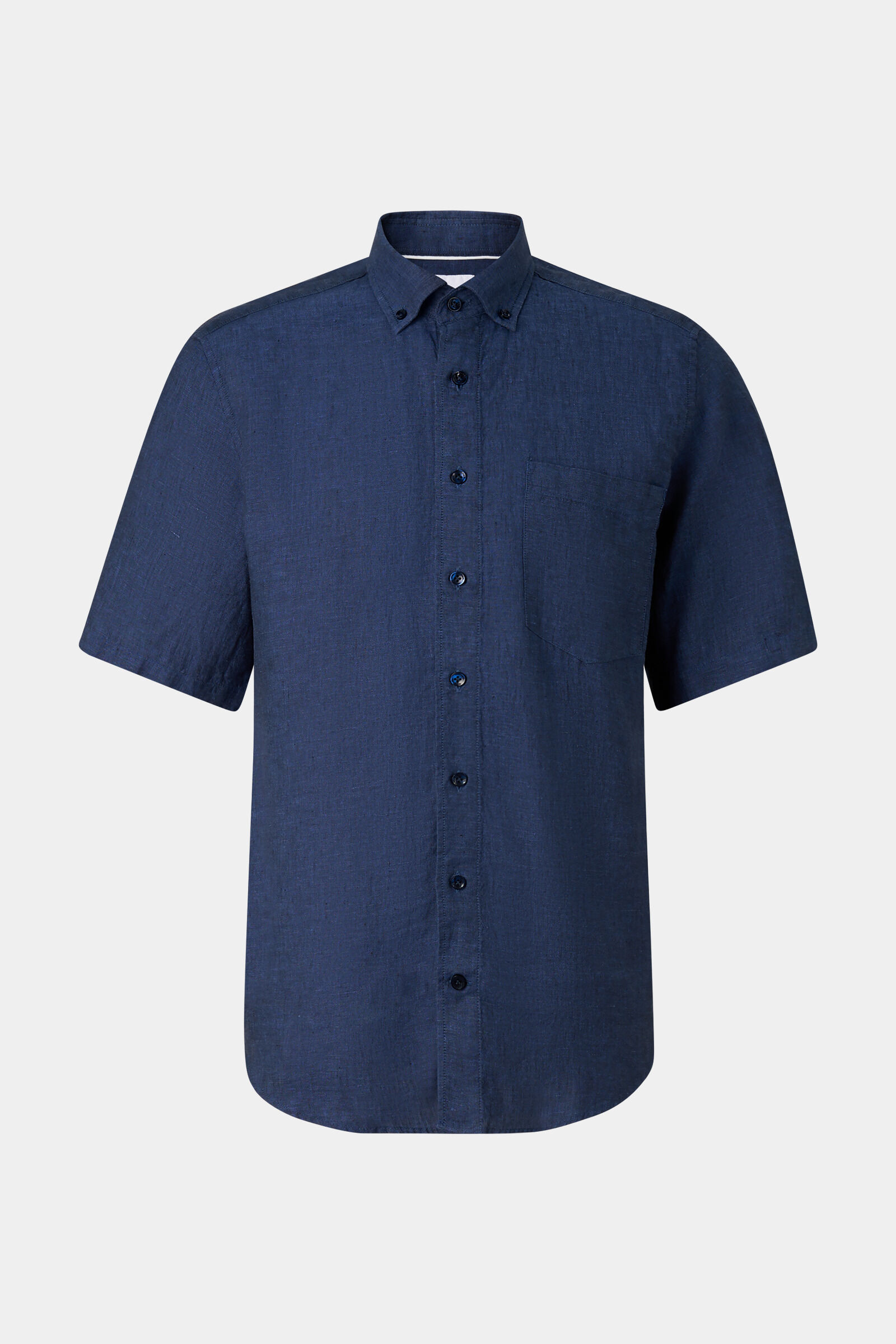 Leinen-Kurzarm-Hemd Lykos Navy-Blau