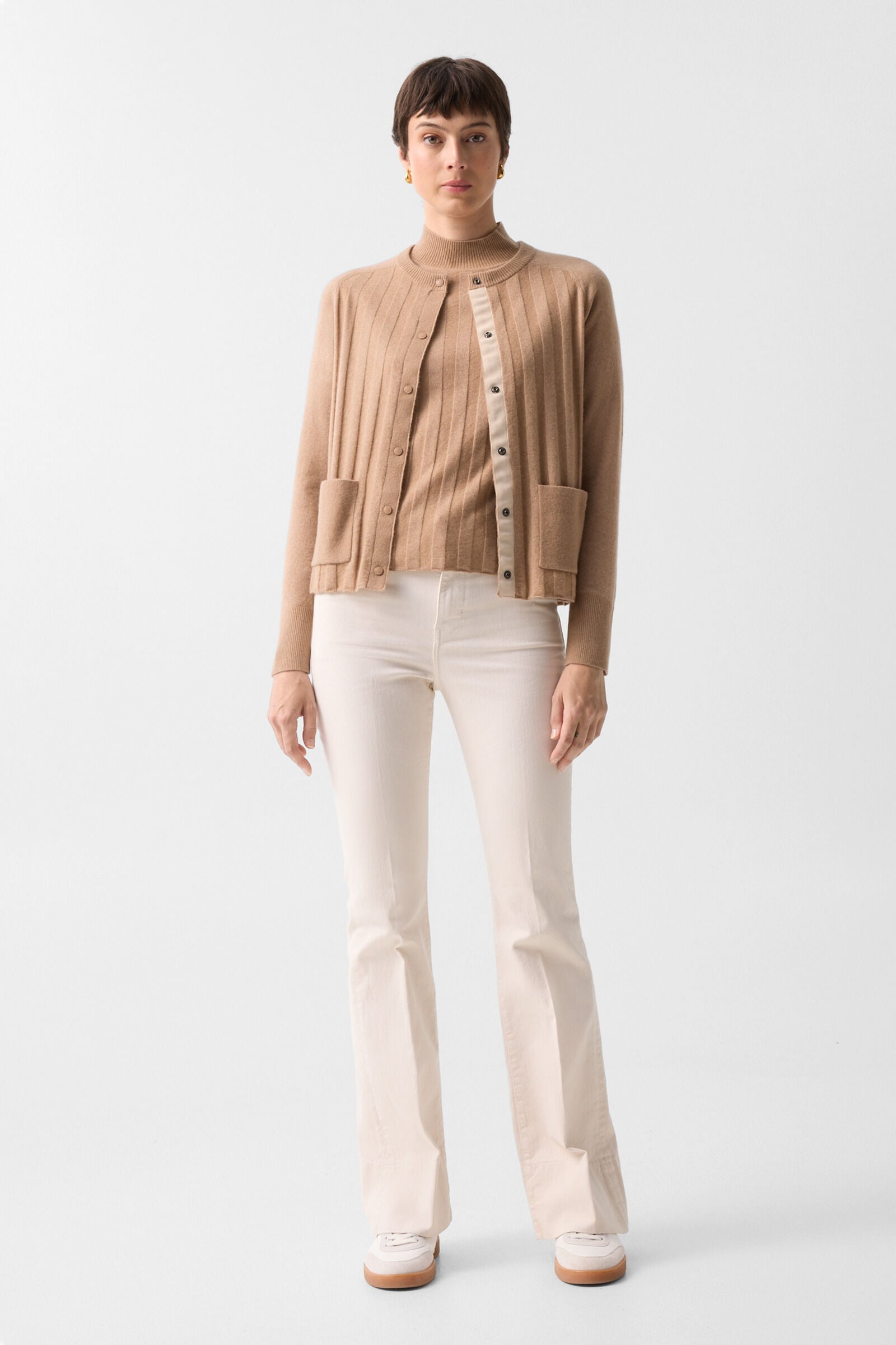 Schurwoll-Kaschmir-Cardigan Tanja Camel