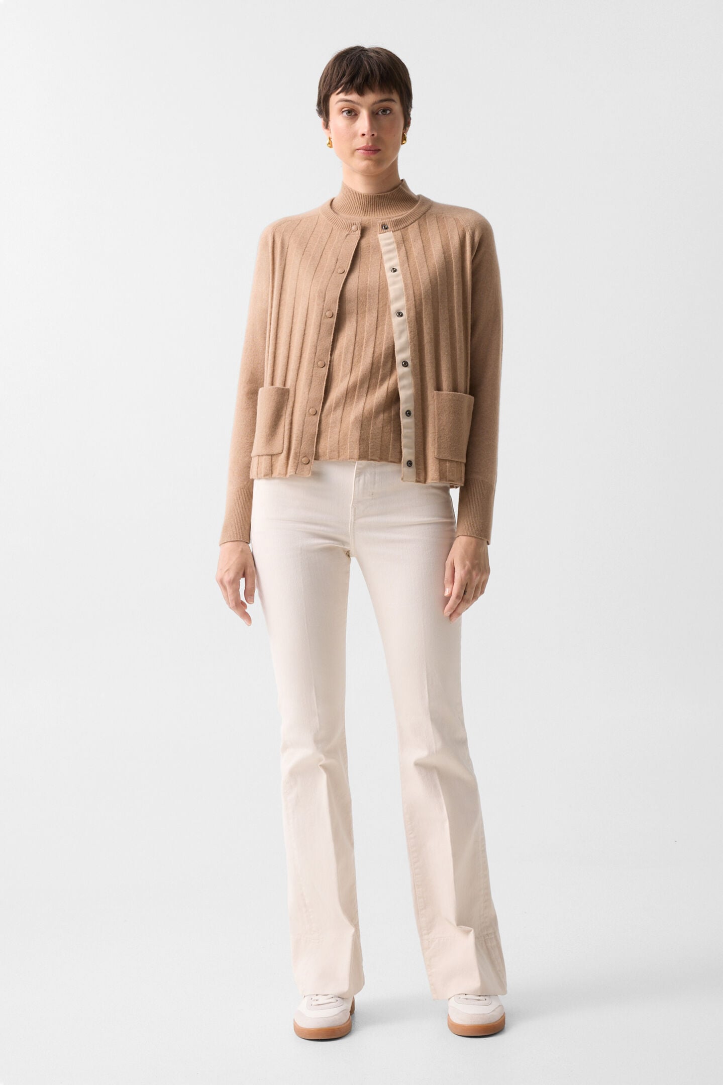 Schurwoll-Kaschmir-Cardigan Tanja Camel