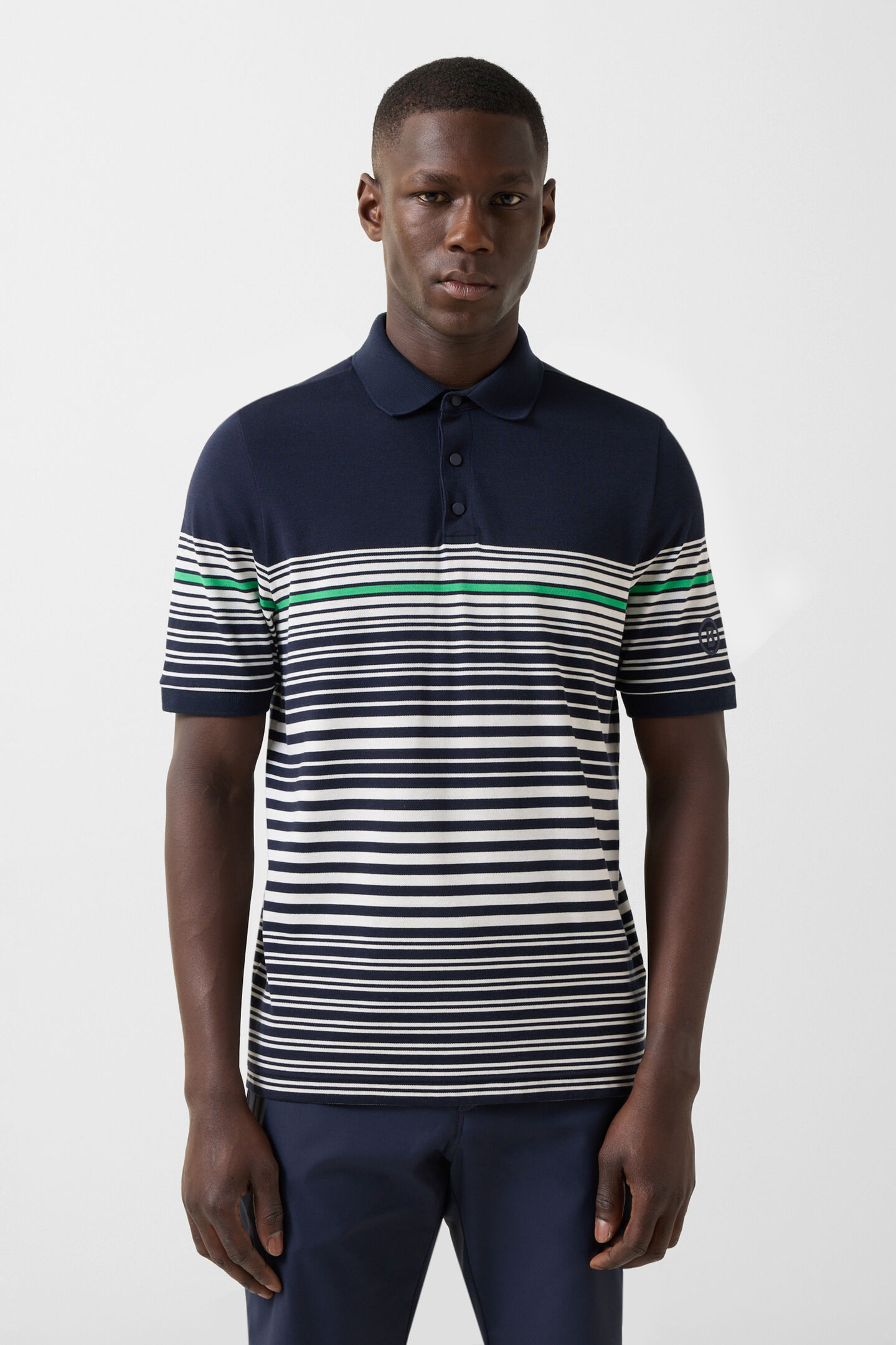 Jannes polo shirt Navy blue/white/green