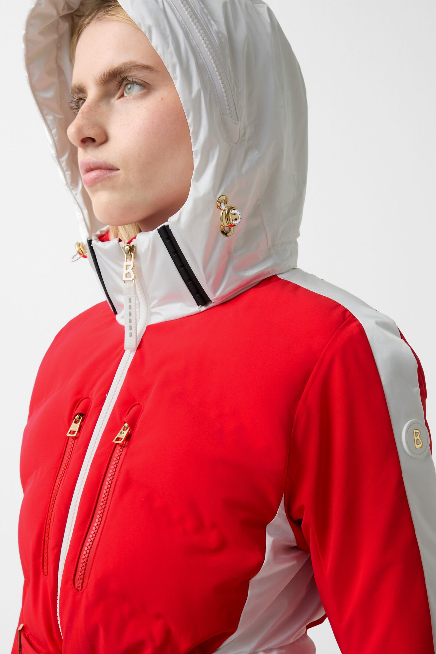 Gewatteerde jas Kira Rood/Wit