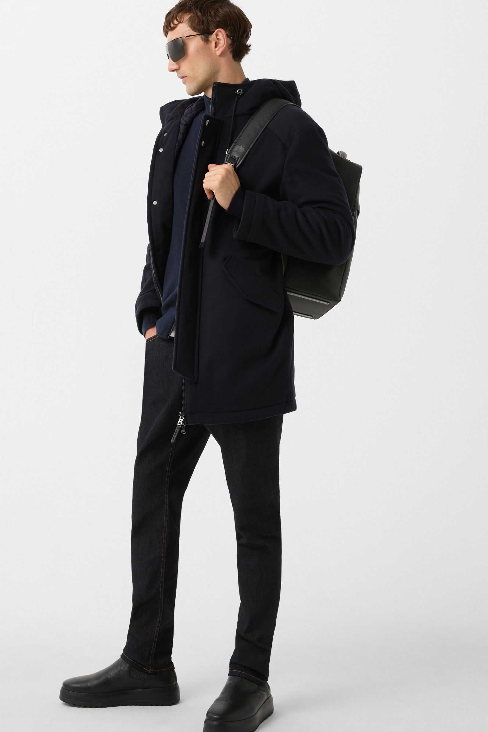 Perce down parka Navy blue