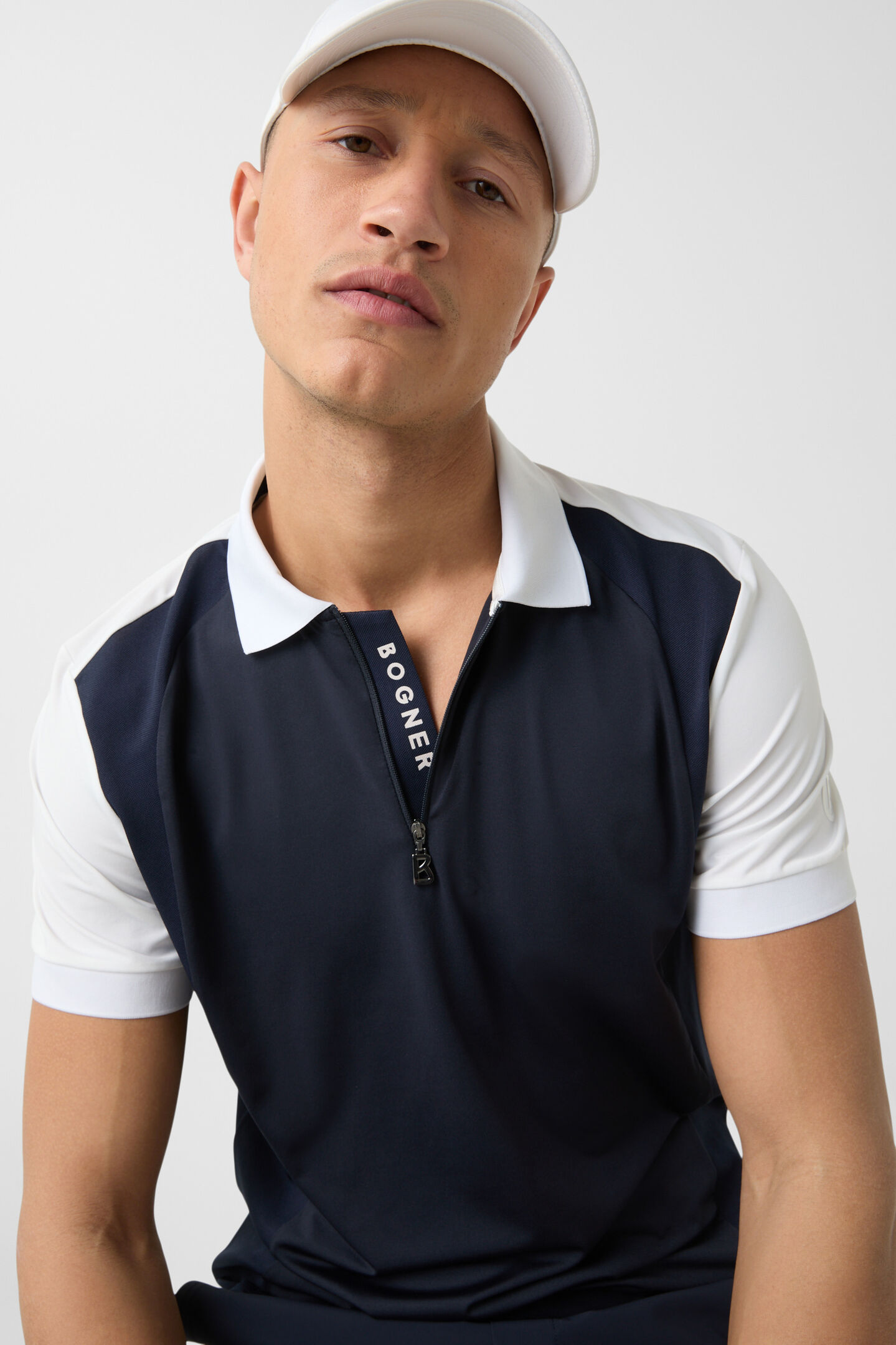 Kjell functional short-sleeved top Navy blue/white