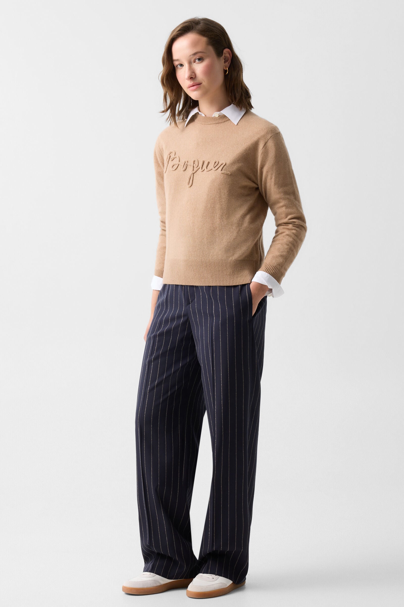 Schurwoll-Kaschmir-Pullover Tatjana Camel