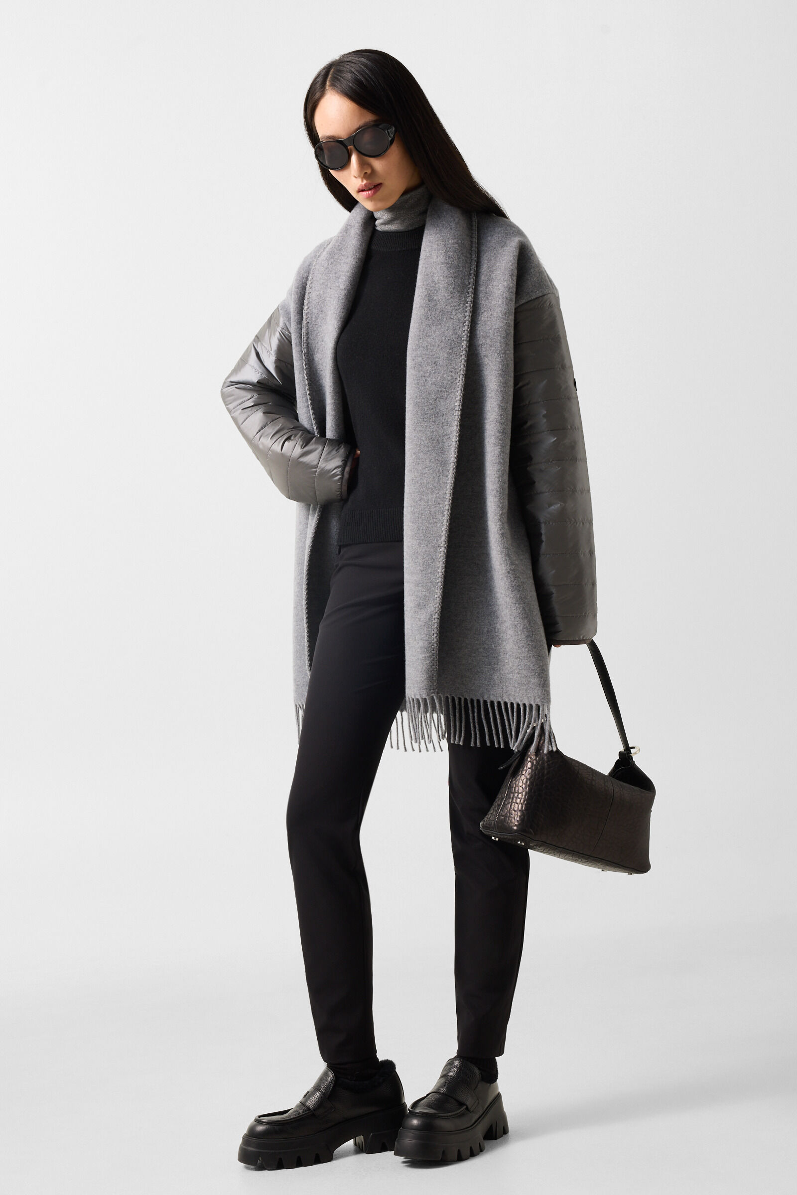 Wool Mix Poncho Grey