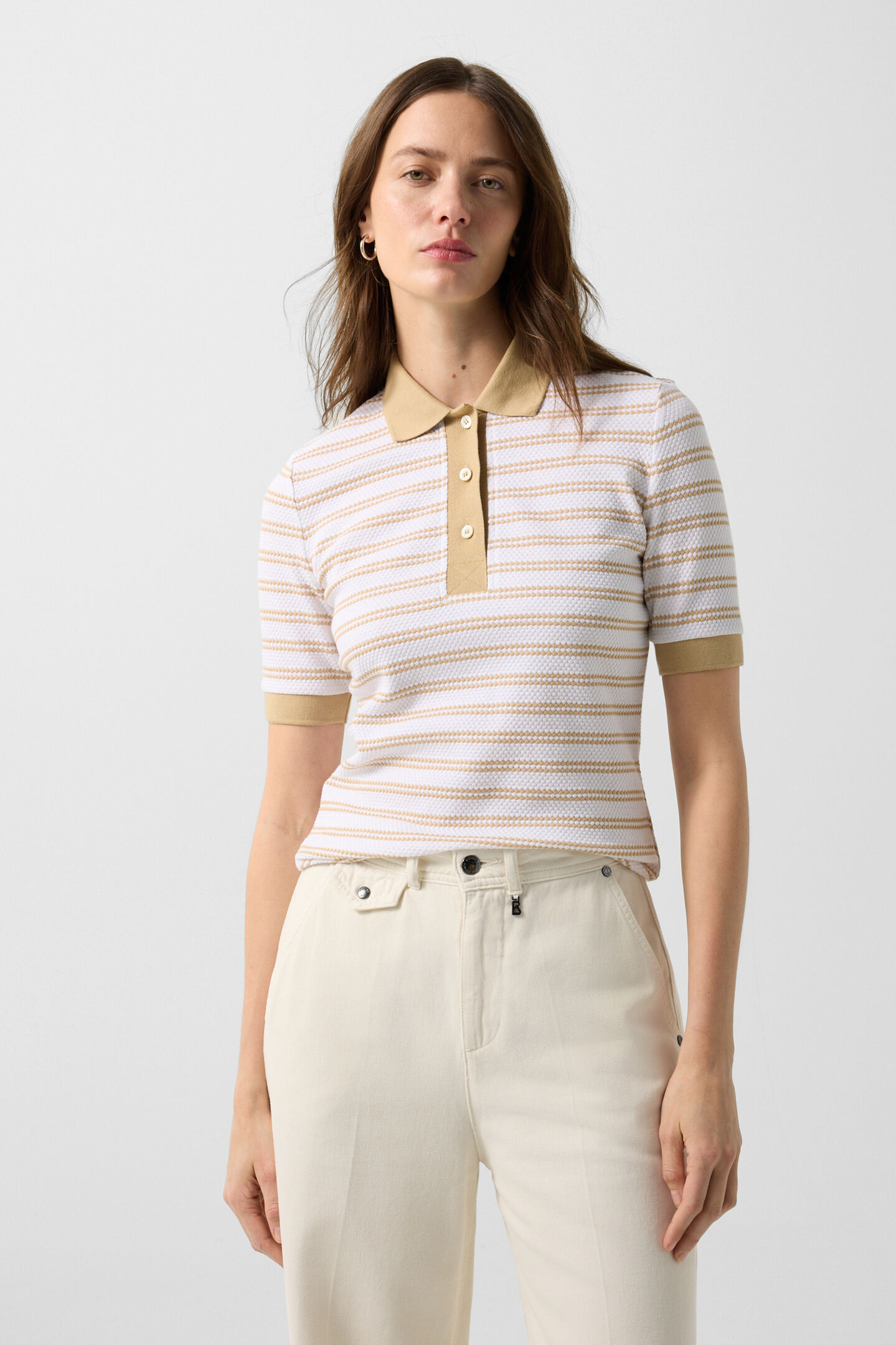 Wendy polo shirt Camel/Off-White