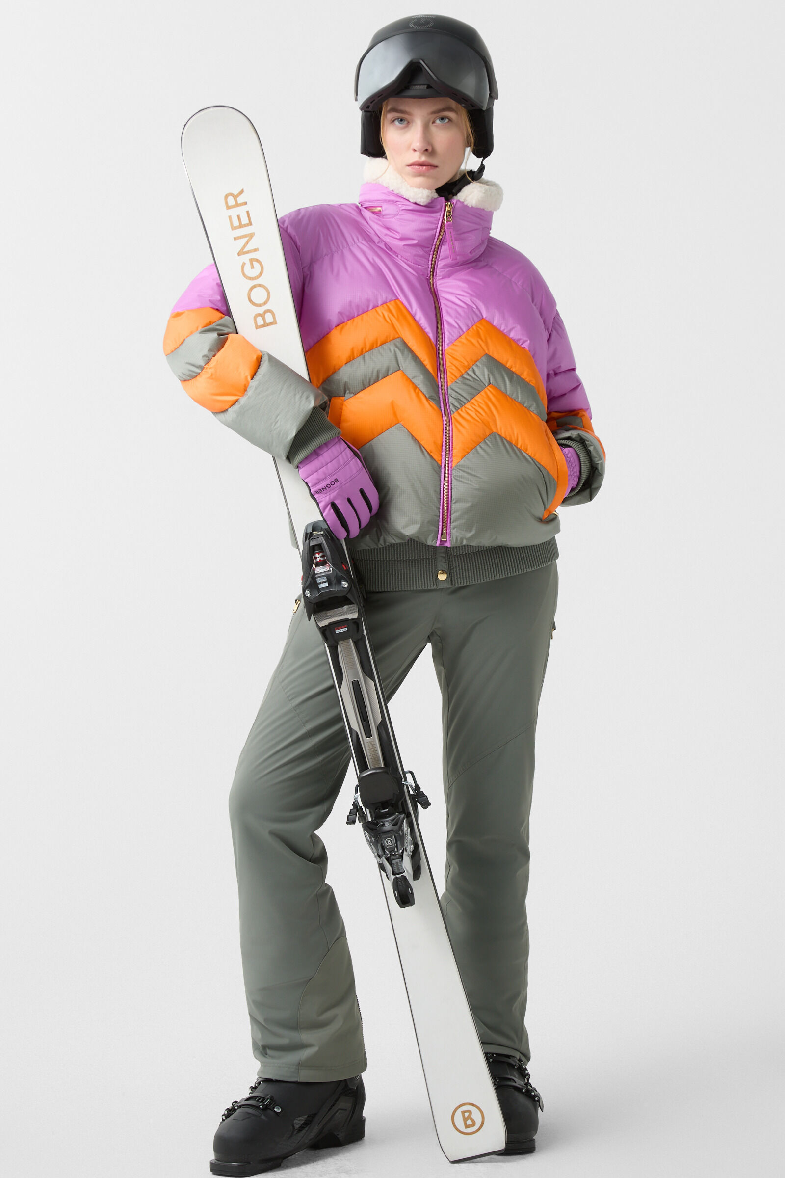 Ski-Daunenjacke Valea Violett/Orange/Taupe