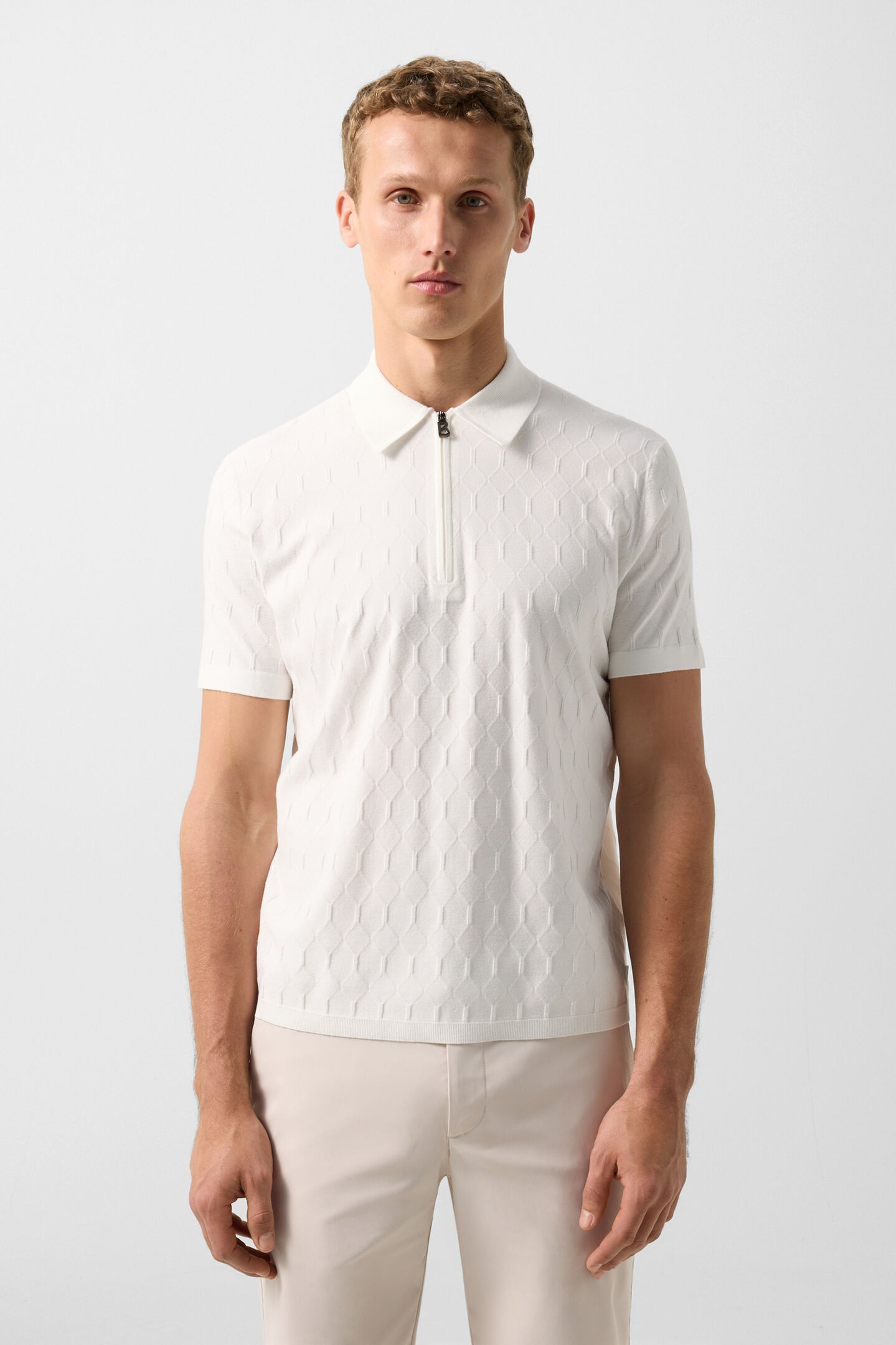 Strick-Polo-Shirt Maxim Off-White