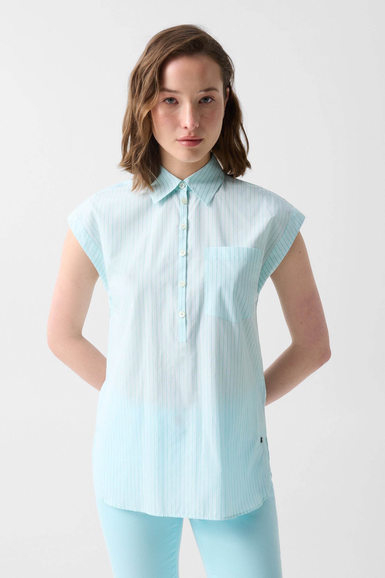 Hunter cotton blouse Cyan-blue