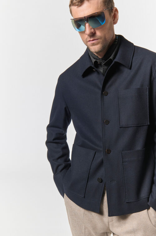 Flanell-Overshirt Mirco Navy-Blau