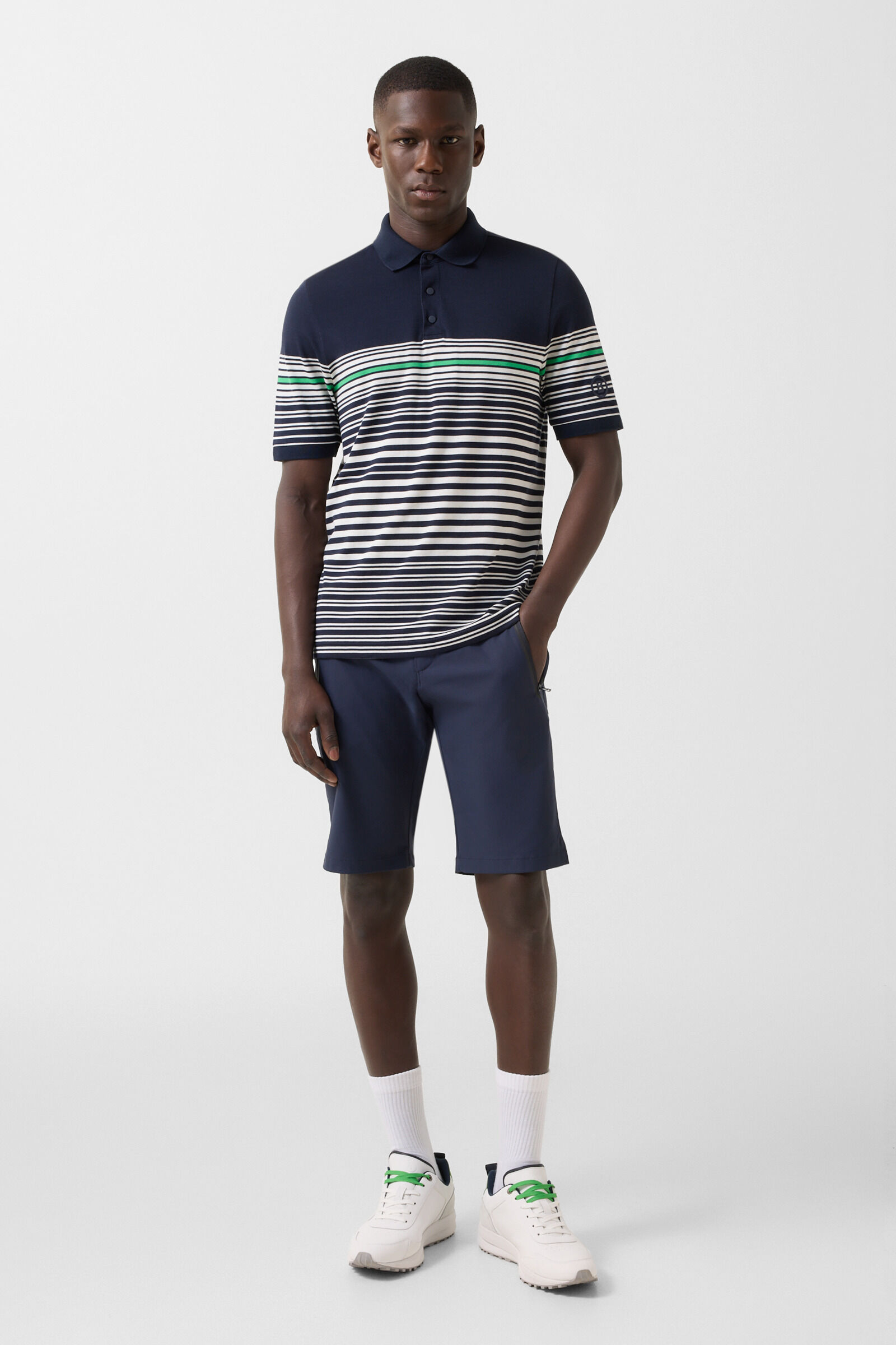 Jannes polo shirt Navy blue/white/green