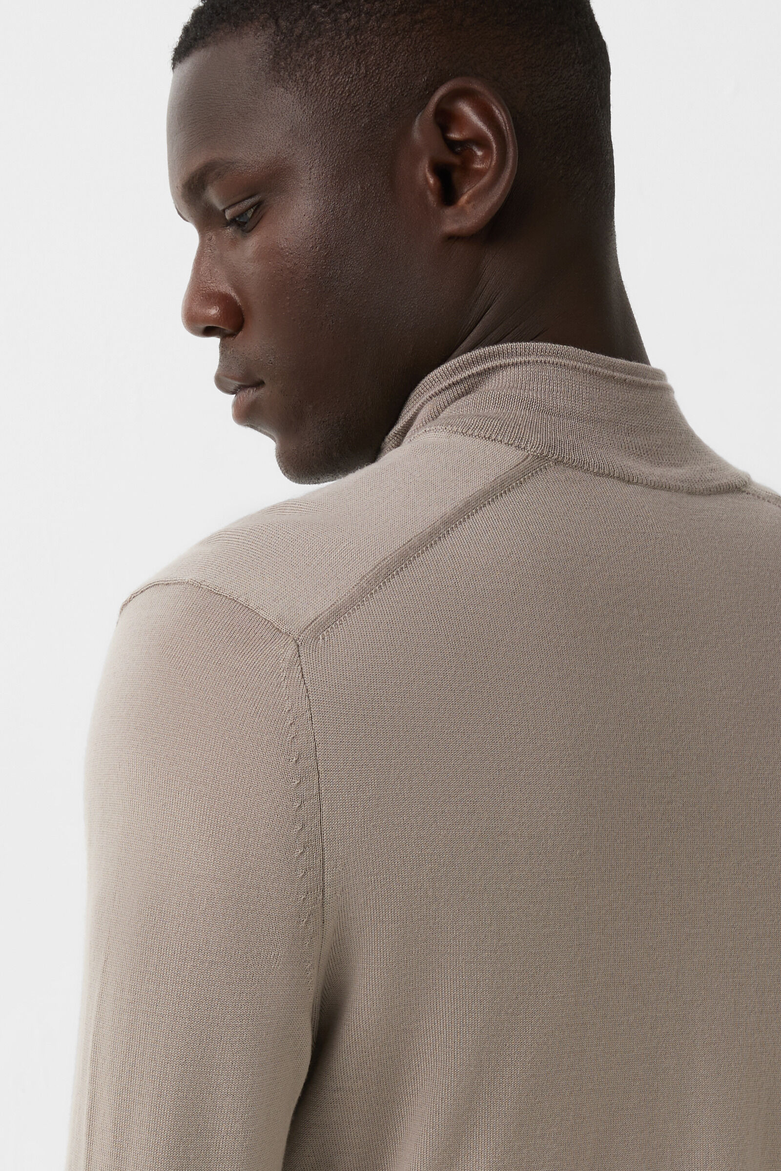 Ouri fine knit troyer Greige