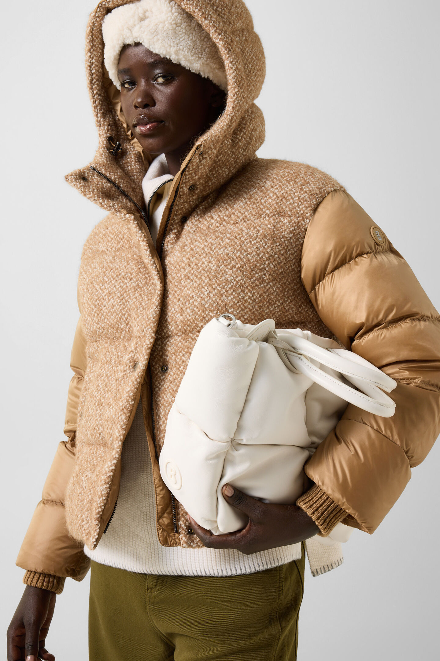 Boucl&eacute;-Daunenjacke Cathy Camel