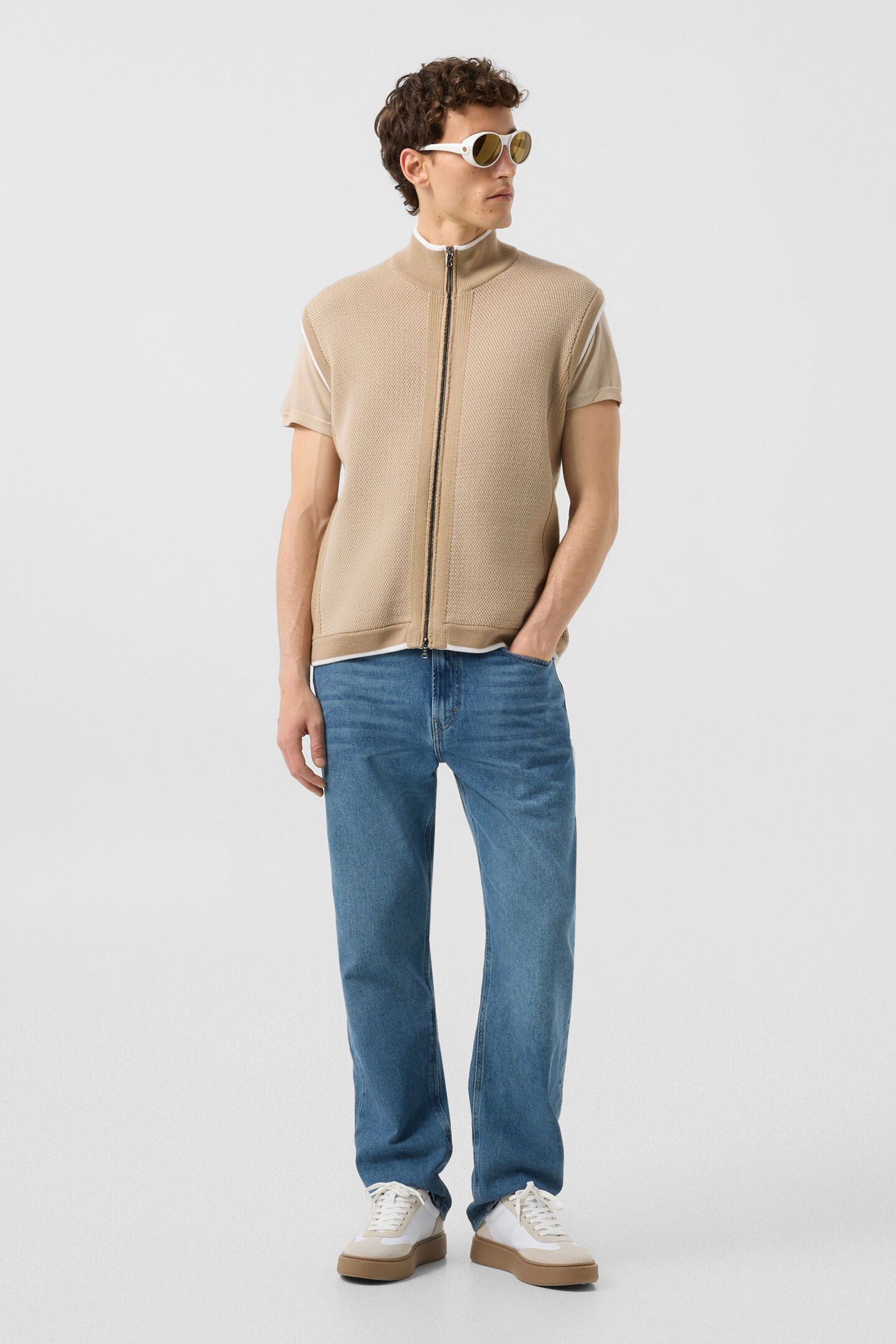 Enzo knitted waistcoat Beige/white