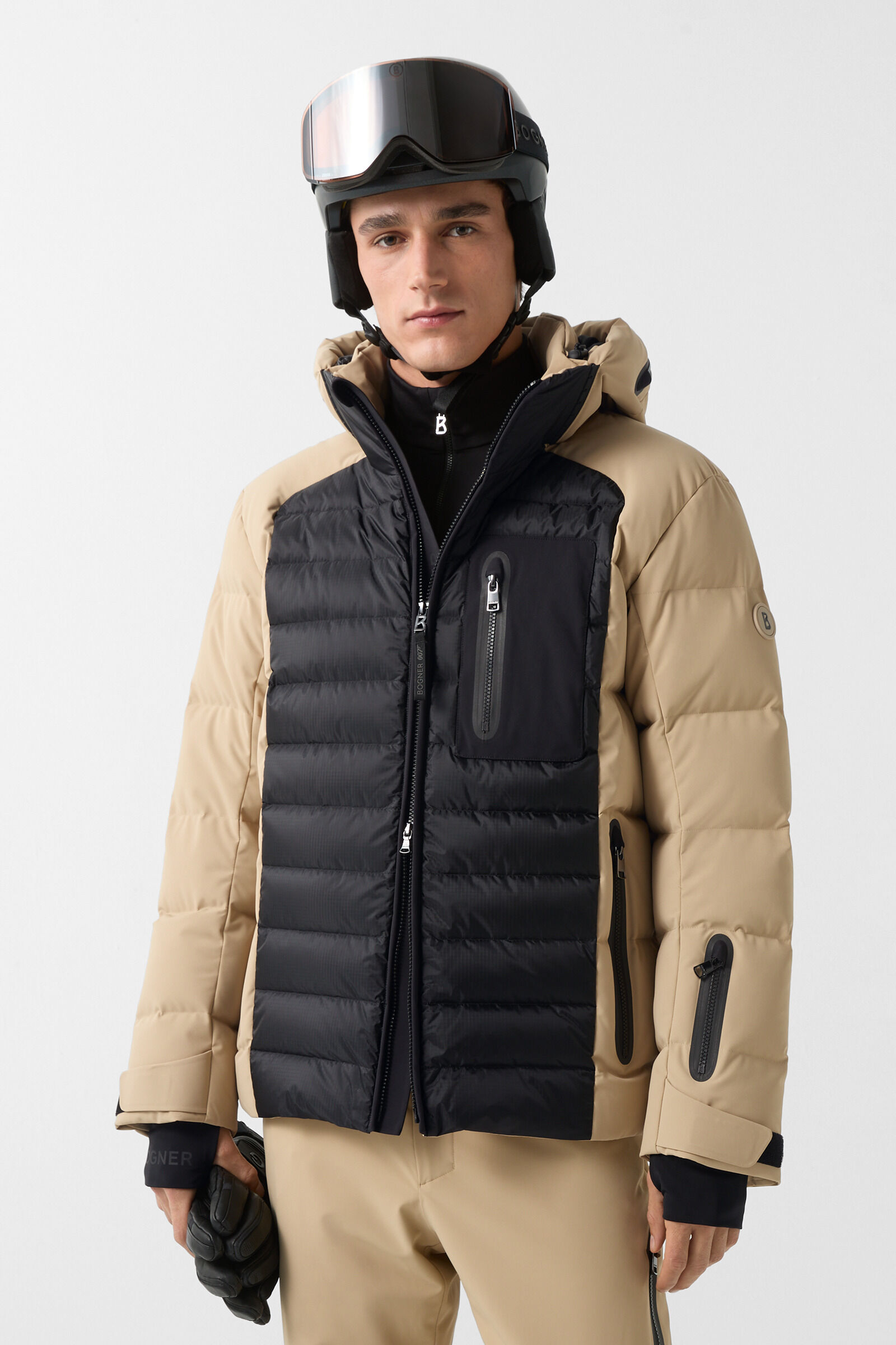Bond down ski jacket Beige/black